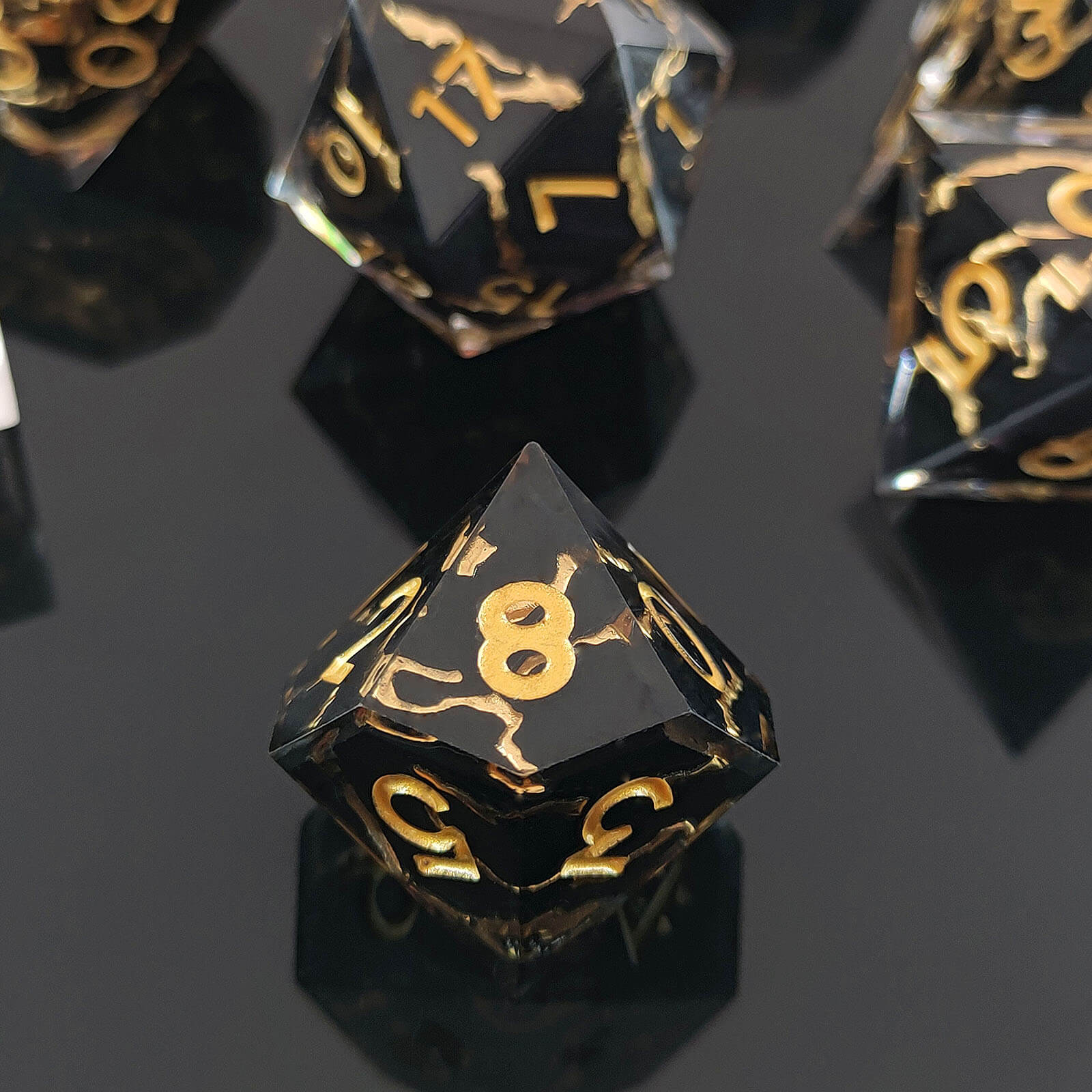 Rpg Awesome 7 Polyhedral Dice Sets D&D - Gold Stripes - Dice of Dragons