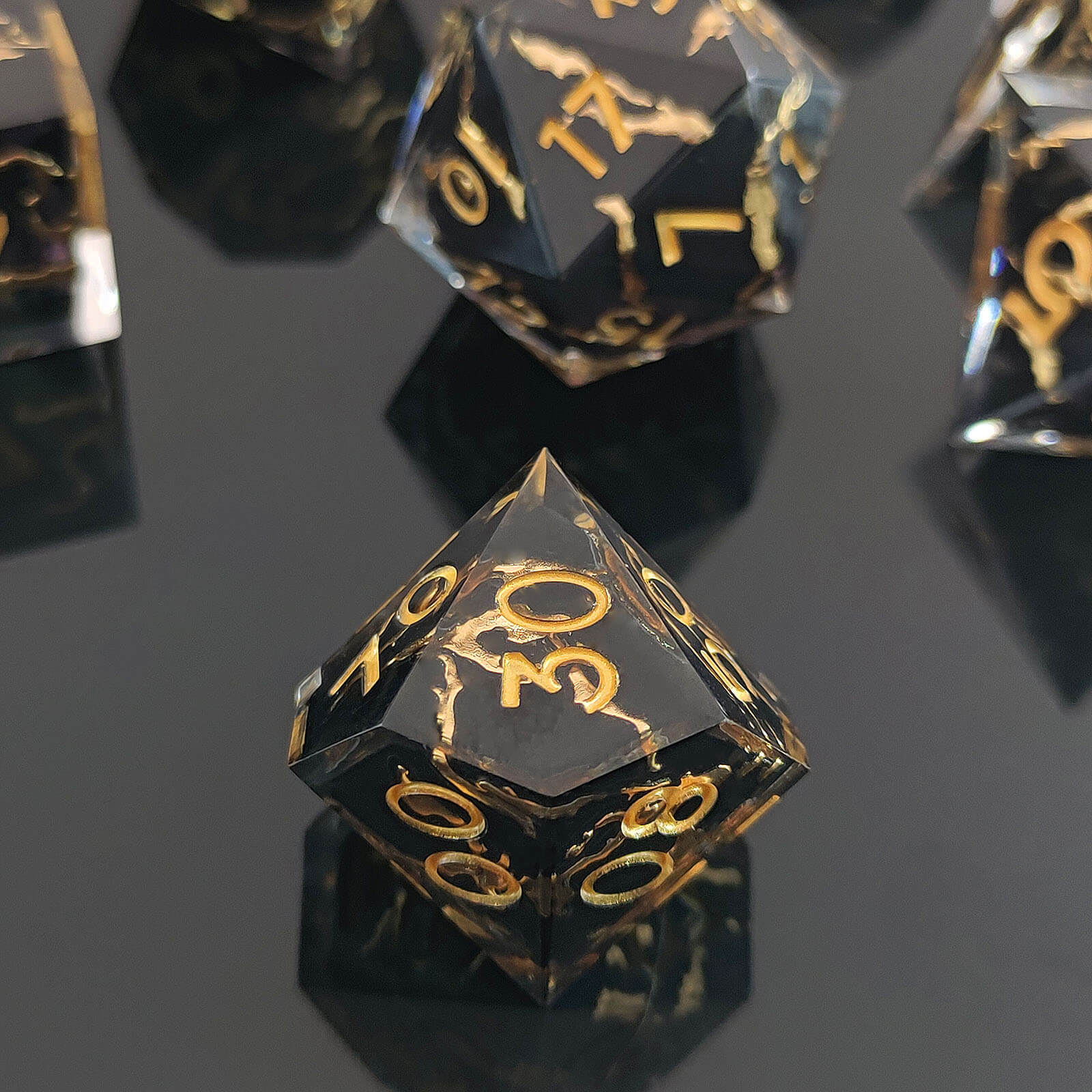 Rpg Awesome 7 Polyhedral Dice Sets D&D - Gold Stripes - Dice of Dragons