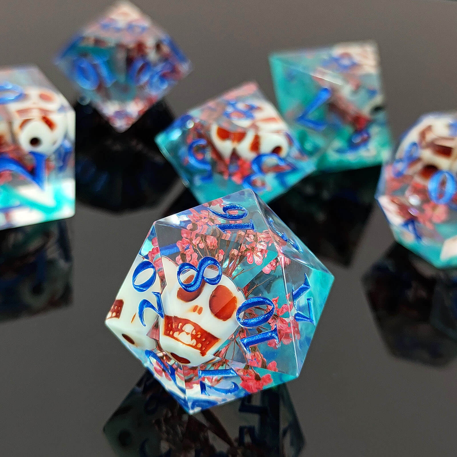 Rpg Awesome 7 Polyhedral Dice Sets D&D - Skull Flower - Dice of Dragons