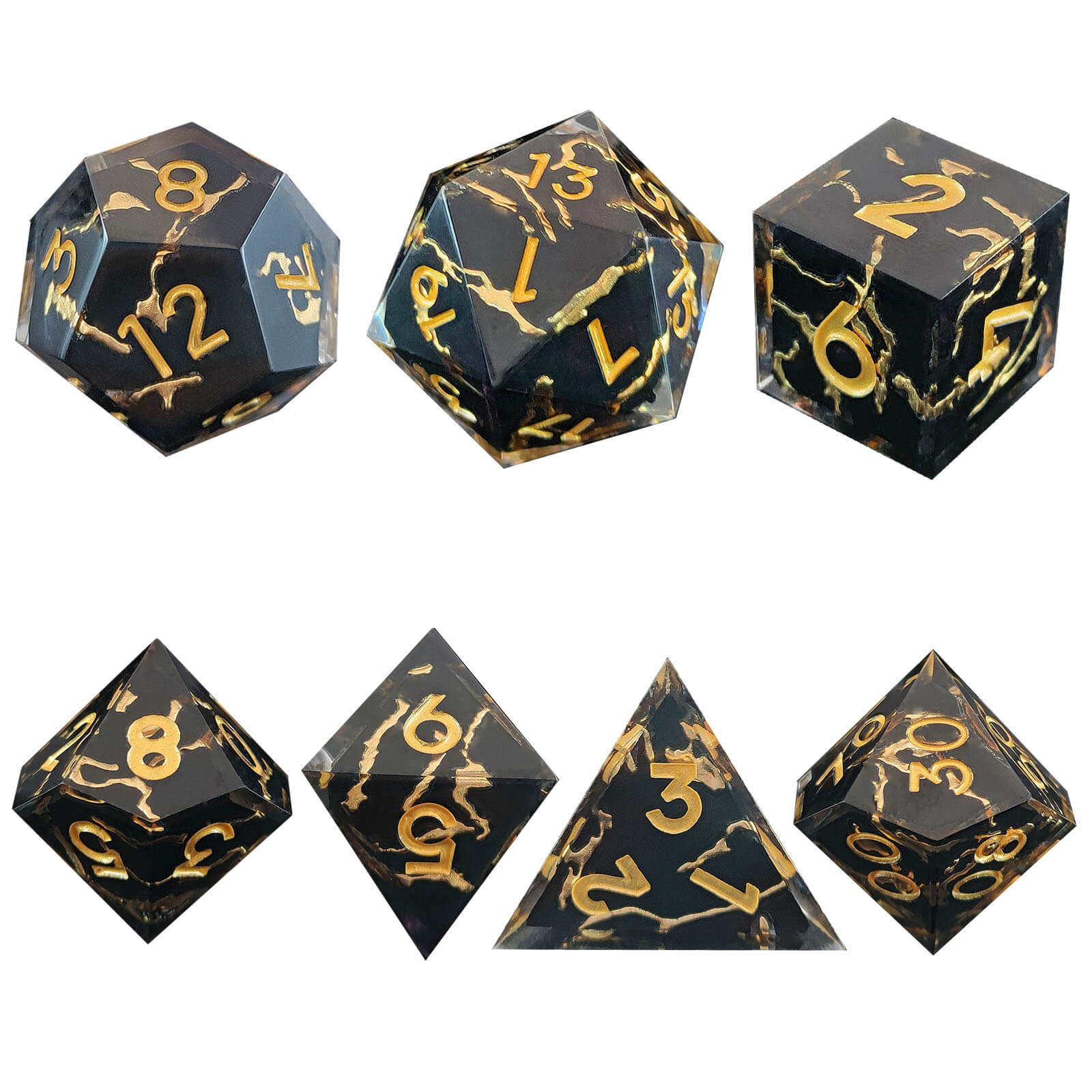 Rpg Awesome 7 Polyhedral Dice Sets D&D - Gold Stripes - Dice of Dragons