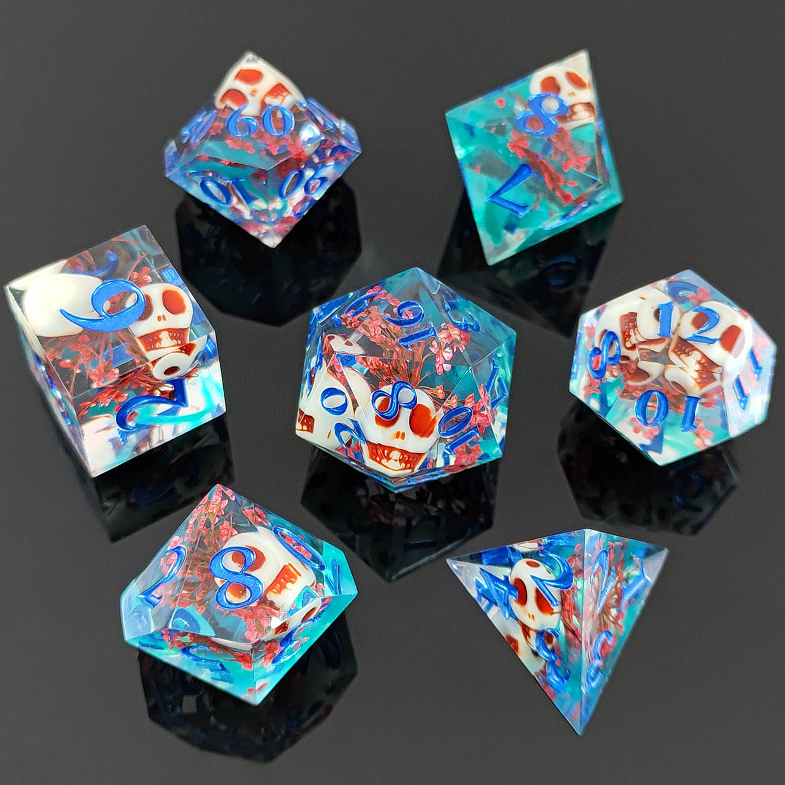 Rpg Awesome 7 Polyhedral Dice Sets D&D - Skull Flower - Dice of Dragons