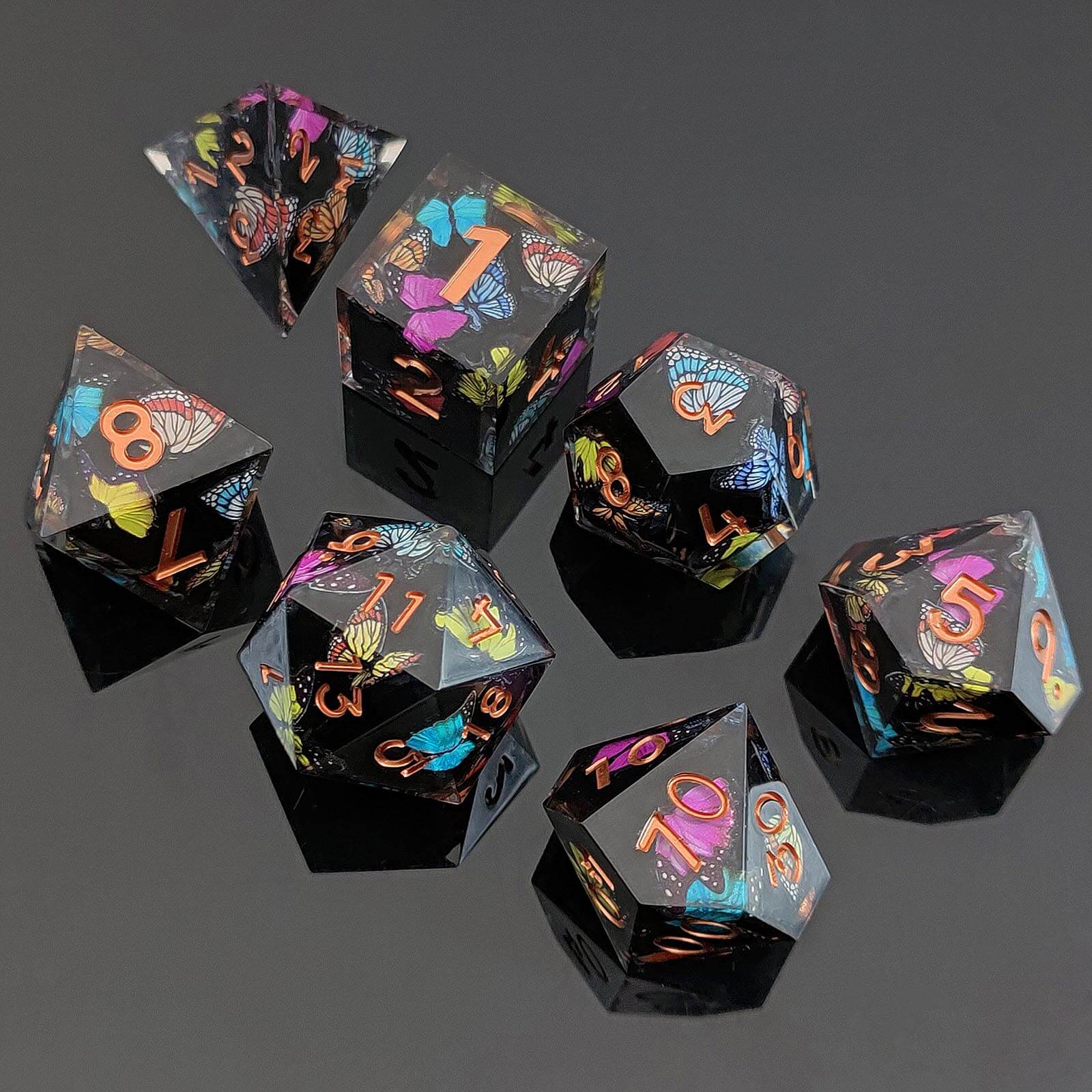 Rpg Cool 7 Polyhedral D and D dice sets - Butterfly - Dice of Dragons