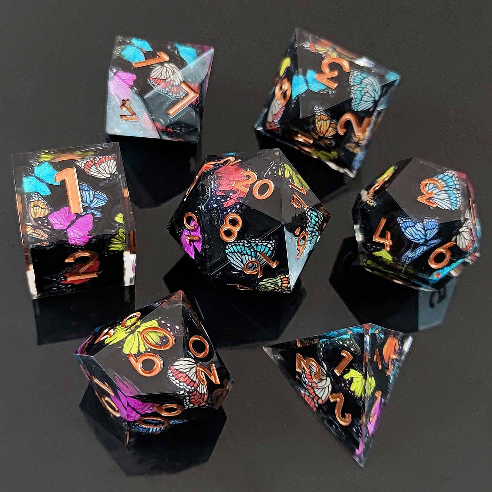 Rpg Cool 7 Polyhedral D and D dice sets - Butterfly - Dice of Dragons