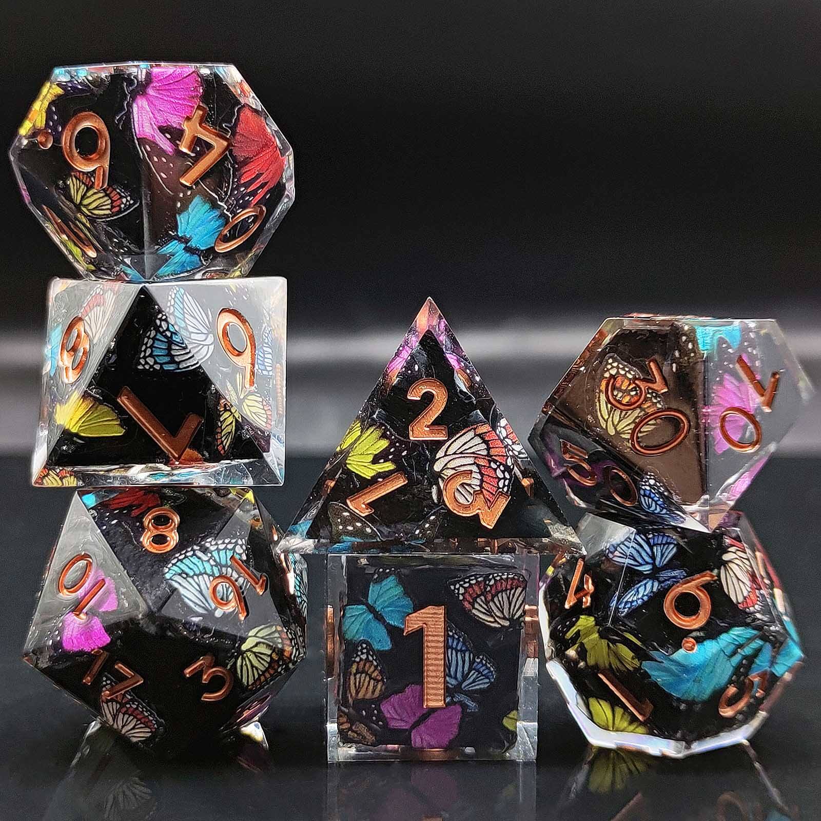 Rpg Cool 7 Polyhedral D and D dice sets - Butterfly - Dice of Dragons