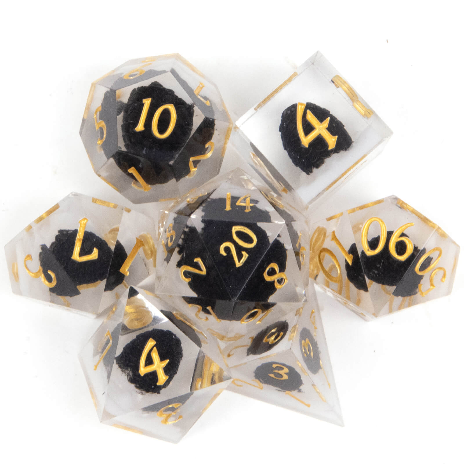 Rpg Cool 7 Polyhedral D and D dice set - Black Dragon Egg - Dice of Dragons