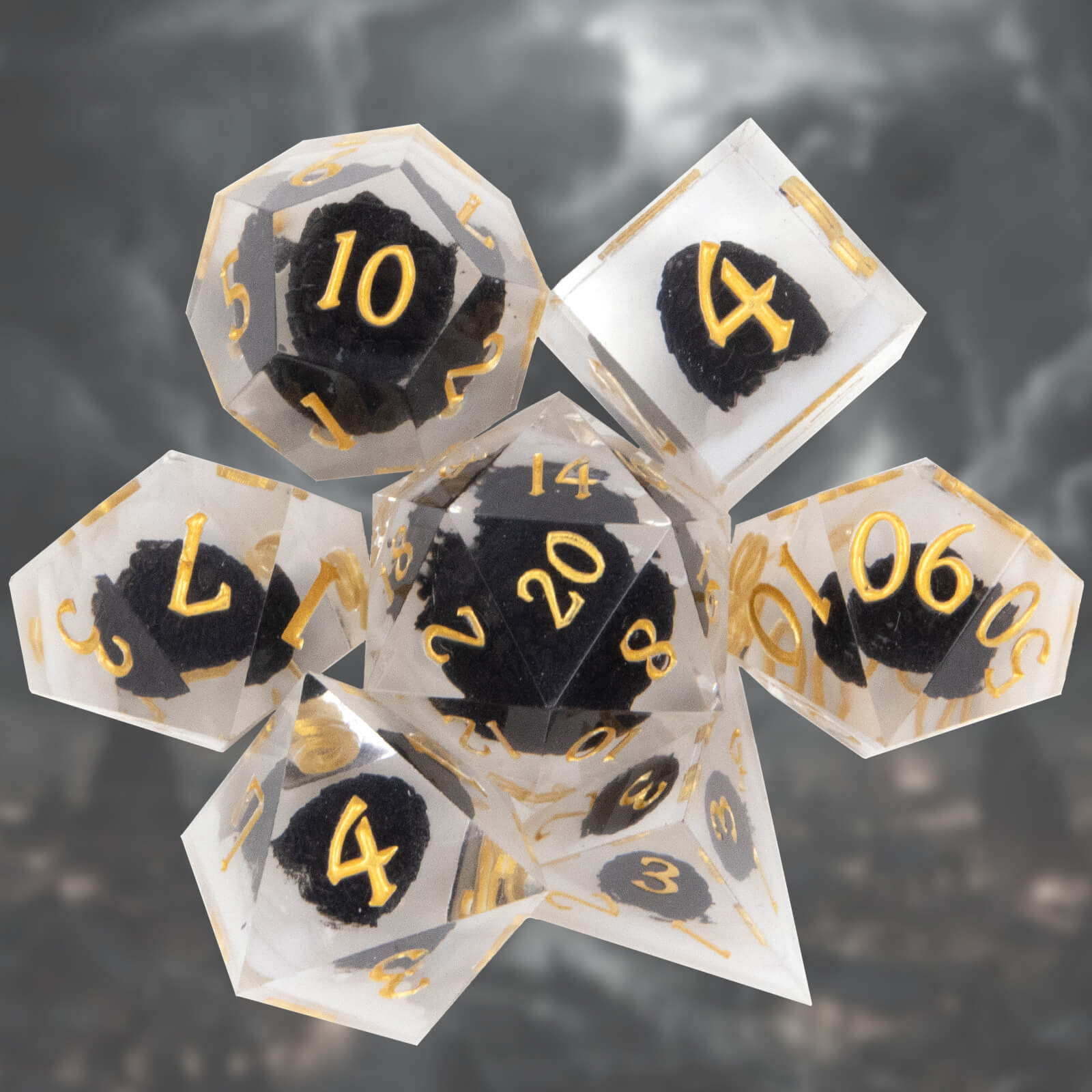 Rpg Cool 7 Polyhedral D and D dice set - Black Dragon Egg - Dice of Dragons