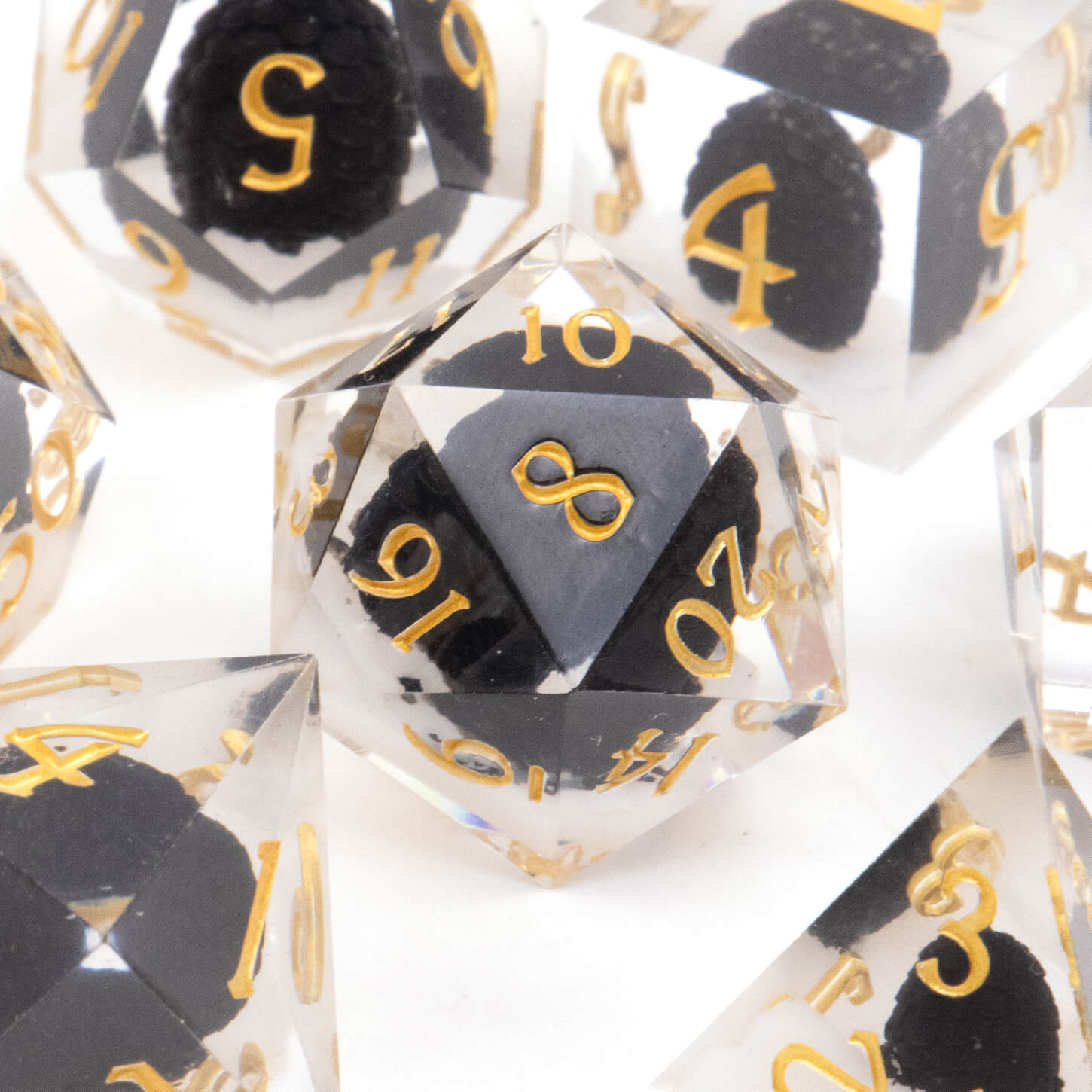 Rpg Cool 7 Polyhedral D and D dice set - Black Dragon Egg - Dice of Dragons