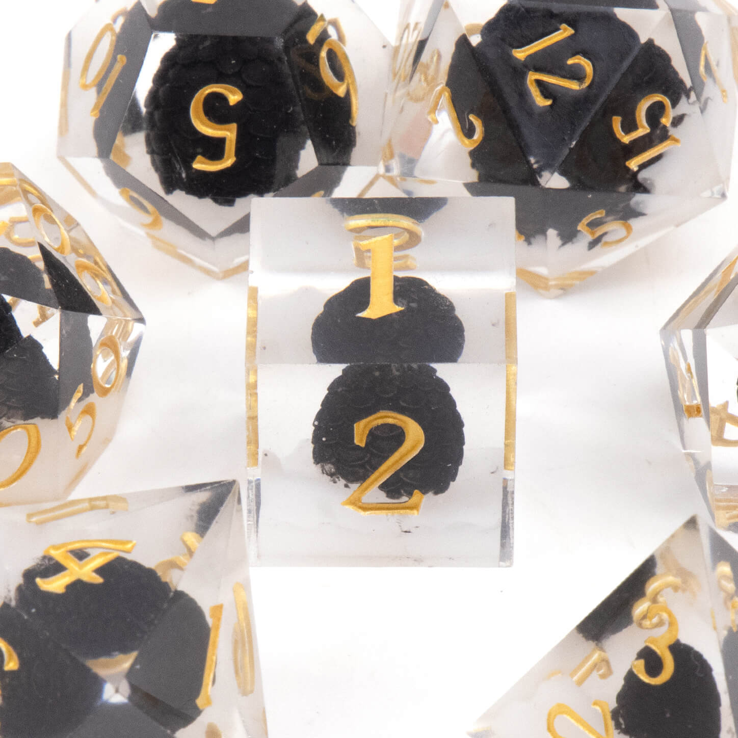 Rpg Cool 7 Polyhedral D and D dice set - Black Dragon Egg - Dice of Dragons