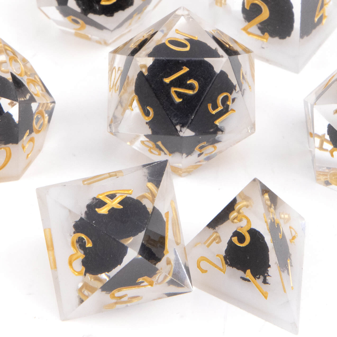 Rpg Cool 7 Polyhedral D and D dice set - Black Dragon Egg - Dice of Dragons