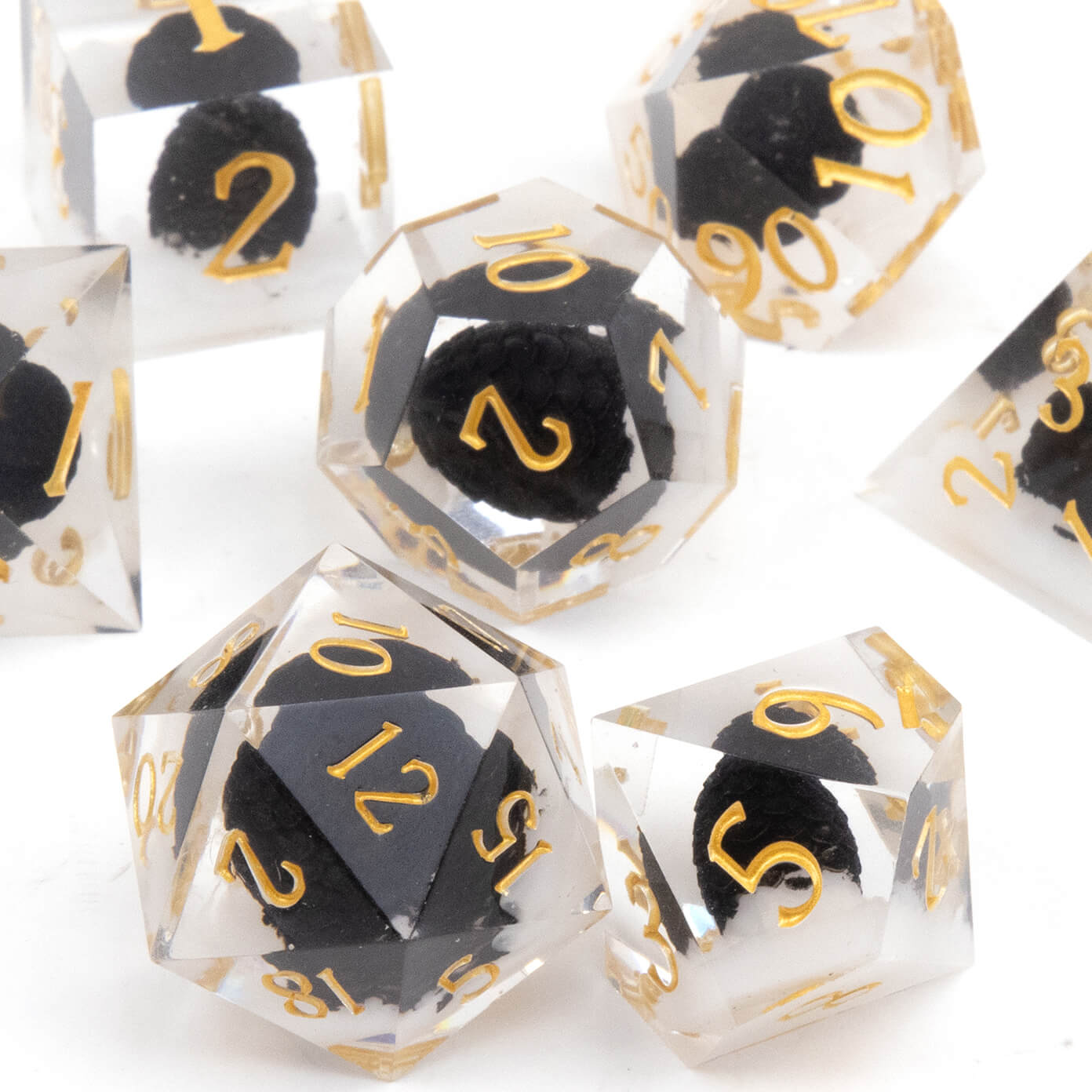 Rpg Cool 7 Polyhedral D and D dice set - Black Dragon Egg - Dice of Dragons