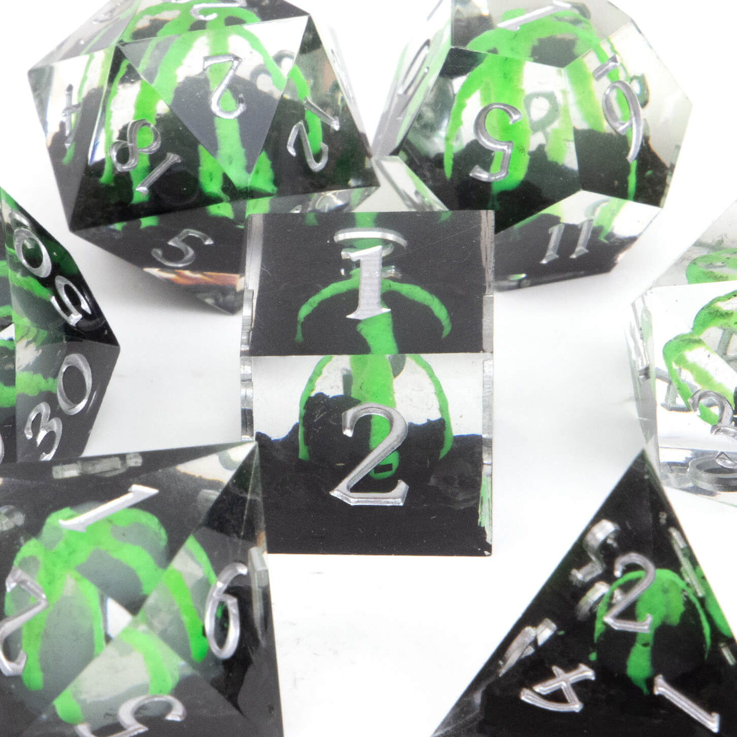 Rpg Cool 7 Polyhedral D and D dice set - Green Dragon Egg - Dice of Dragons