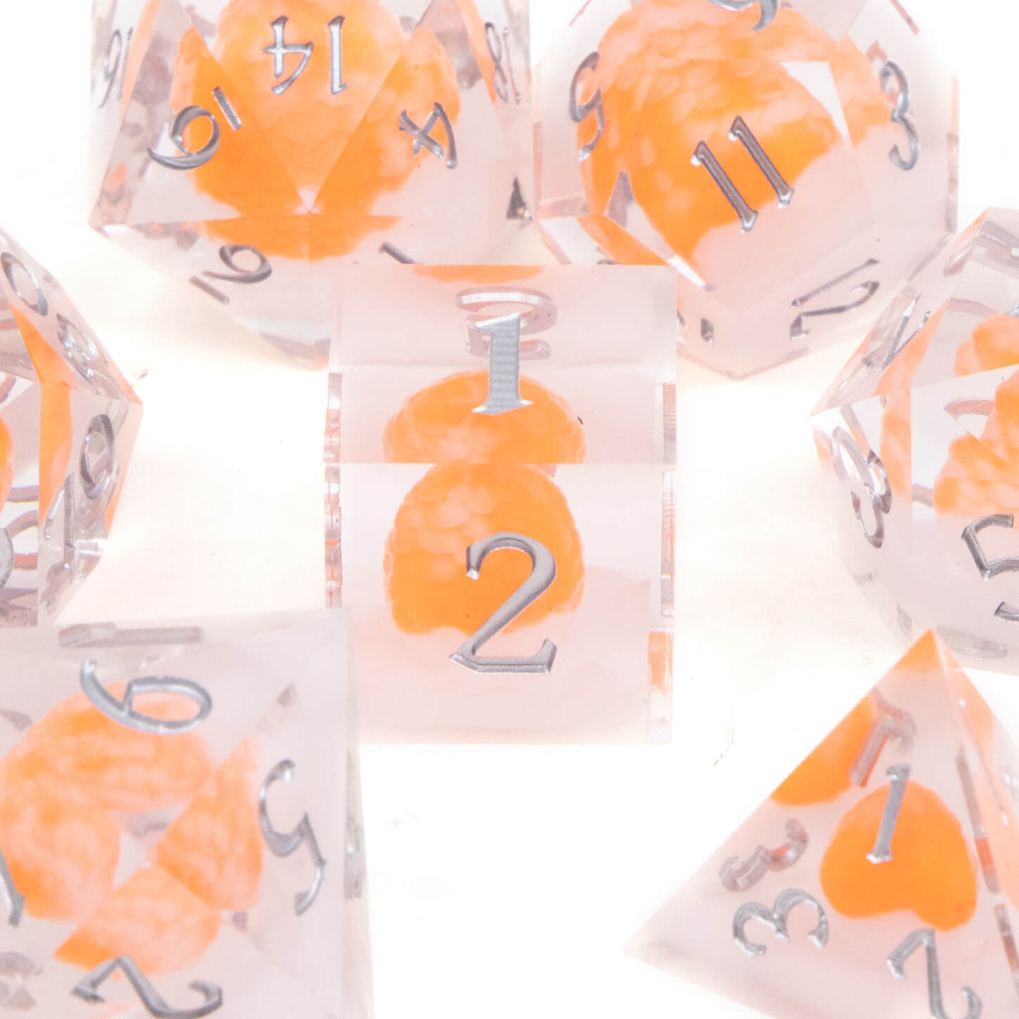 Rpg Cool 7 Polyhedral D and D dice set - Orange Dragon Egg - Dice of Dragons