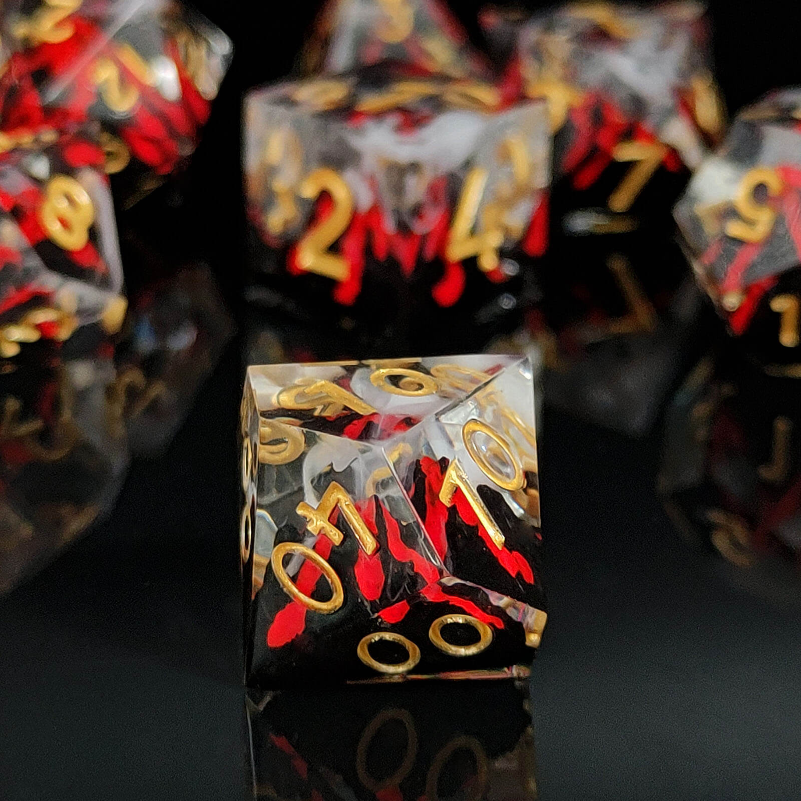 Rpg Unique 7 Polyhedral Dice Set DnD - Orange Volcano - Dice of Dragons