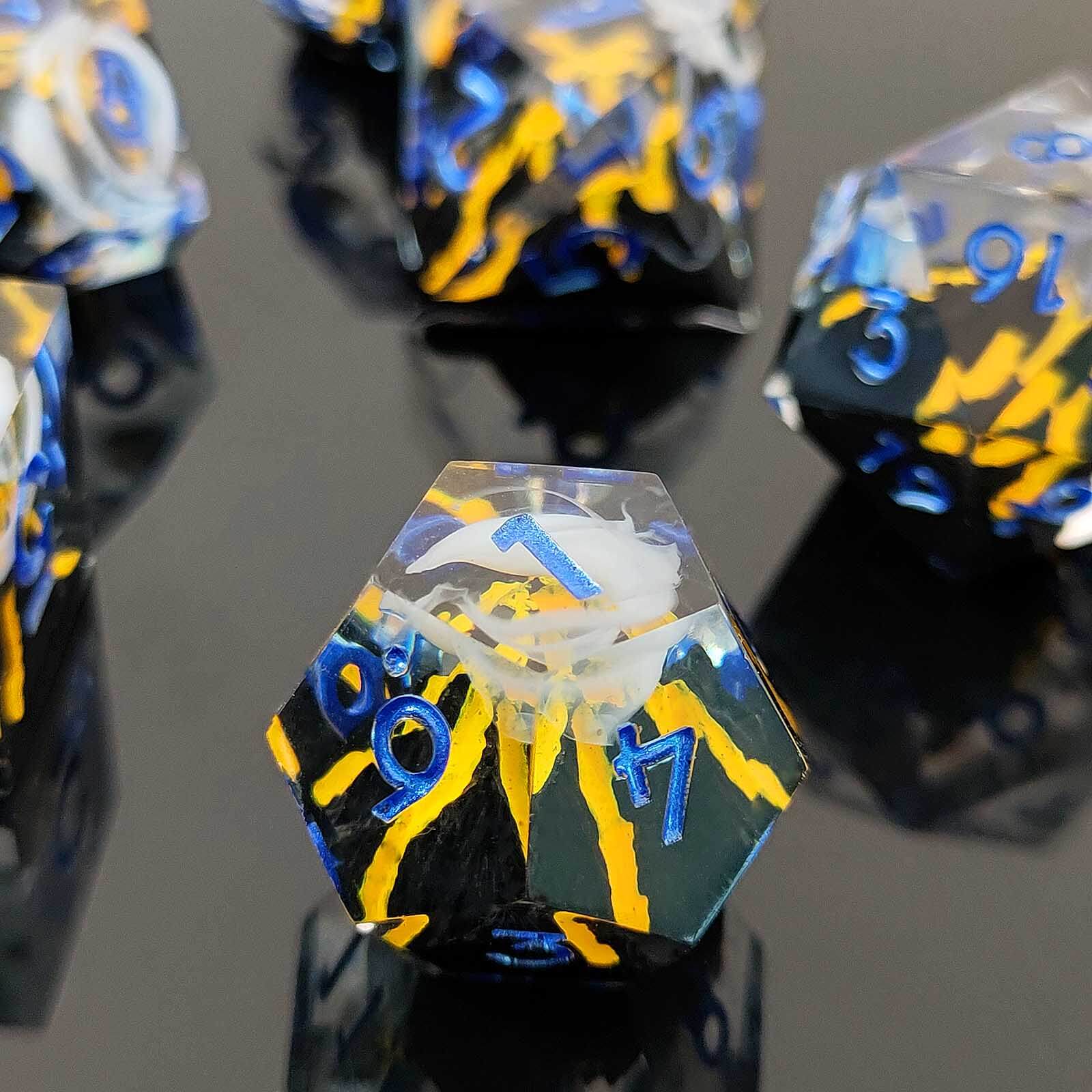 Rpg Unique 7 Polyhedral Dice Set DnD - Yellow Volcano - Dice of Dragons