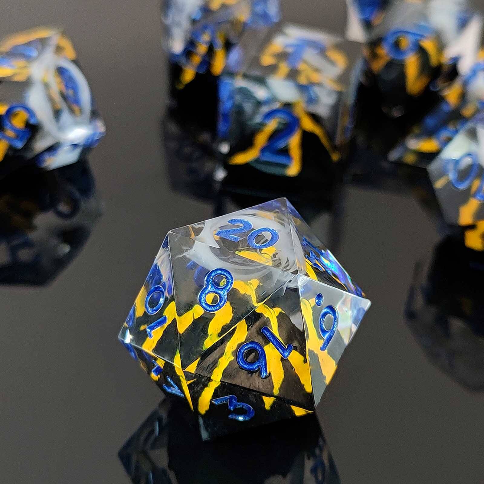 Rpg Unique 7 Polyhedral Dice Set DnD - Yellow Volcano - Dice of Dragons