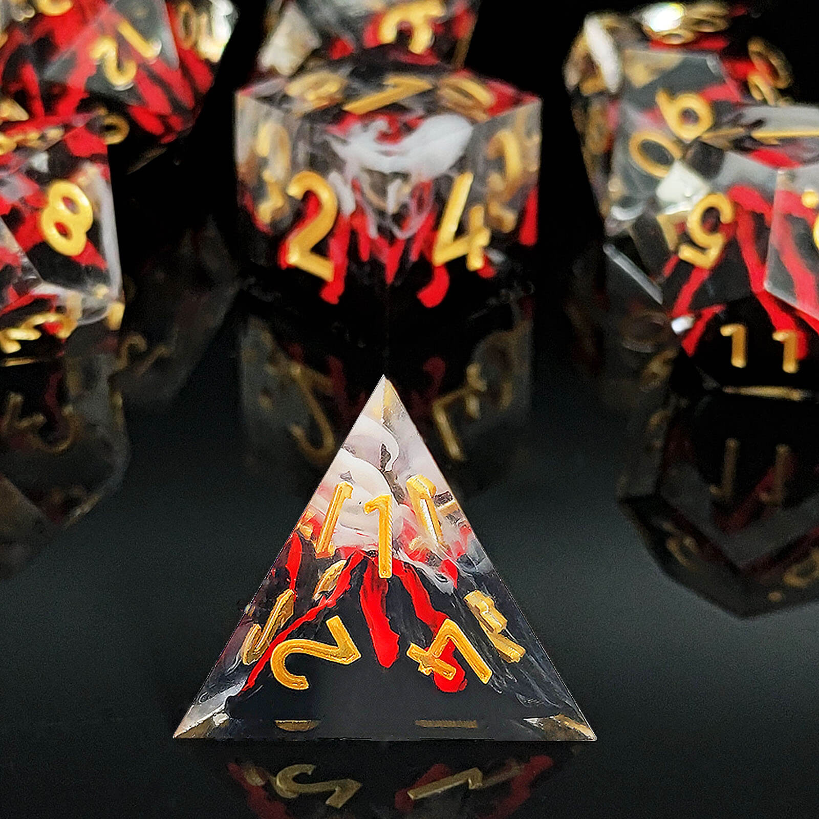 Rpg Unique 7 Polyhedral Dice Set DnD - Orange Volcano - Dice of Dragons