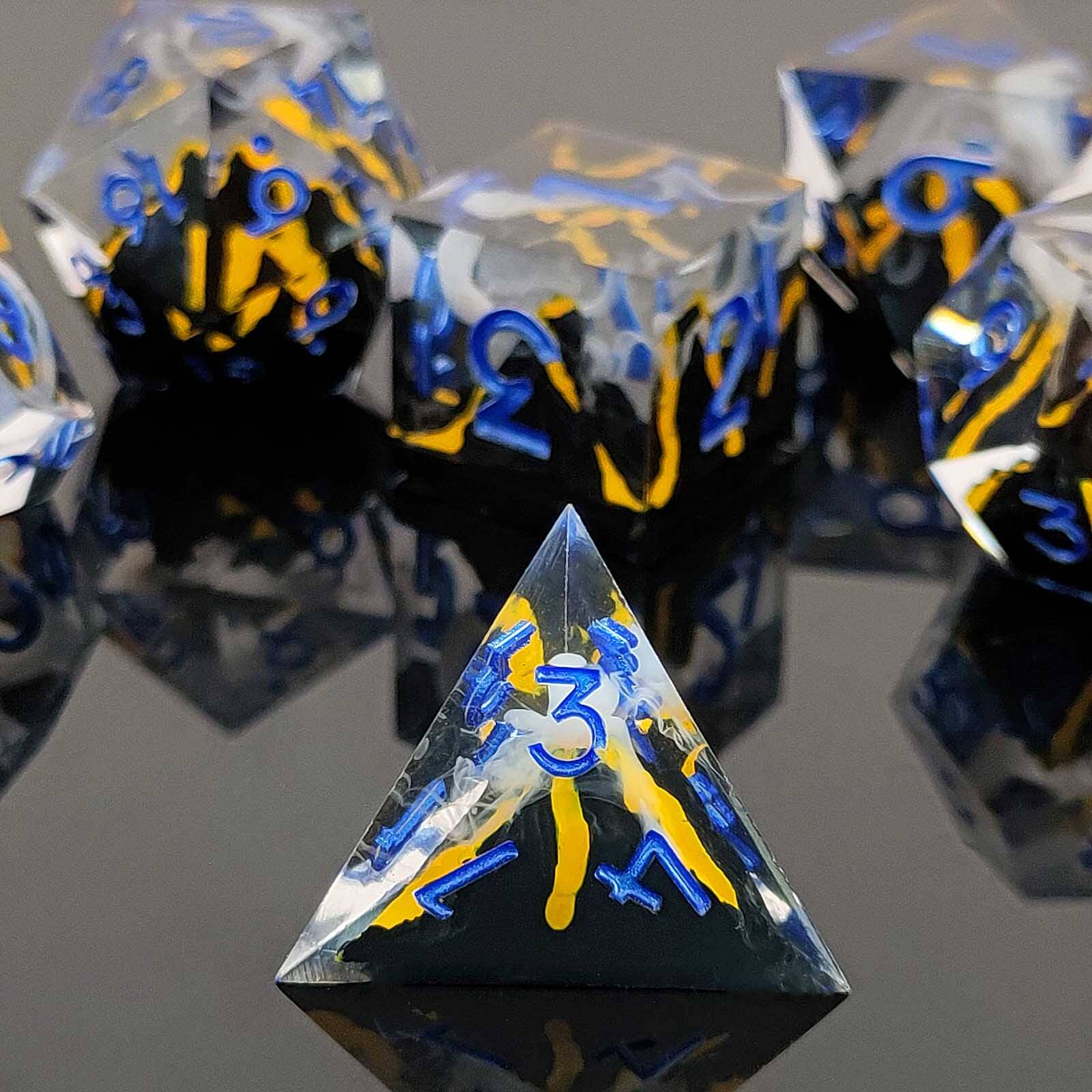 Rpg Unique 7 Polyhedral Dice Set DnD - Yellow Volcano - Dice of Dragons