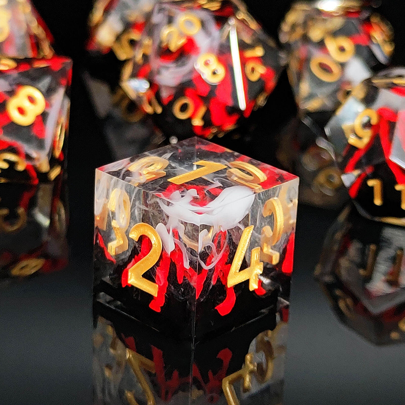 Rpg Unique 7 Polyhedral Dice Set DnD - Orange Volcano - Dice of Dragons