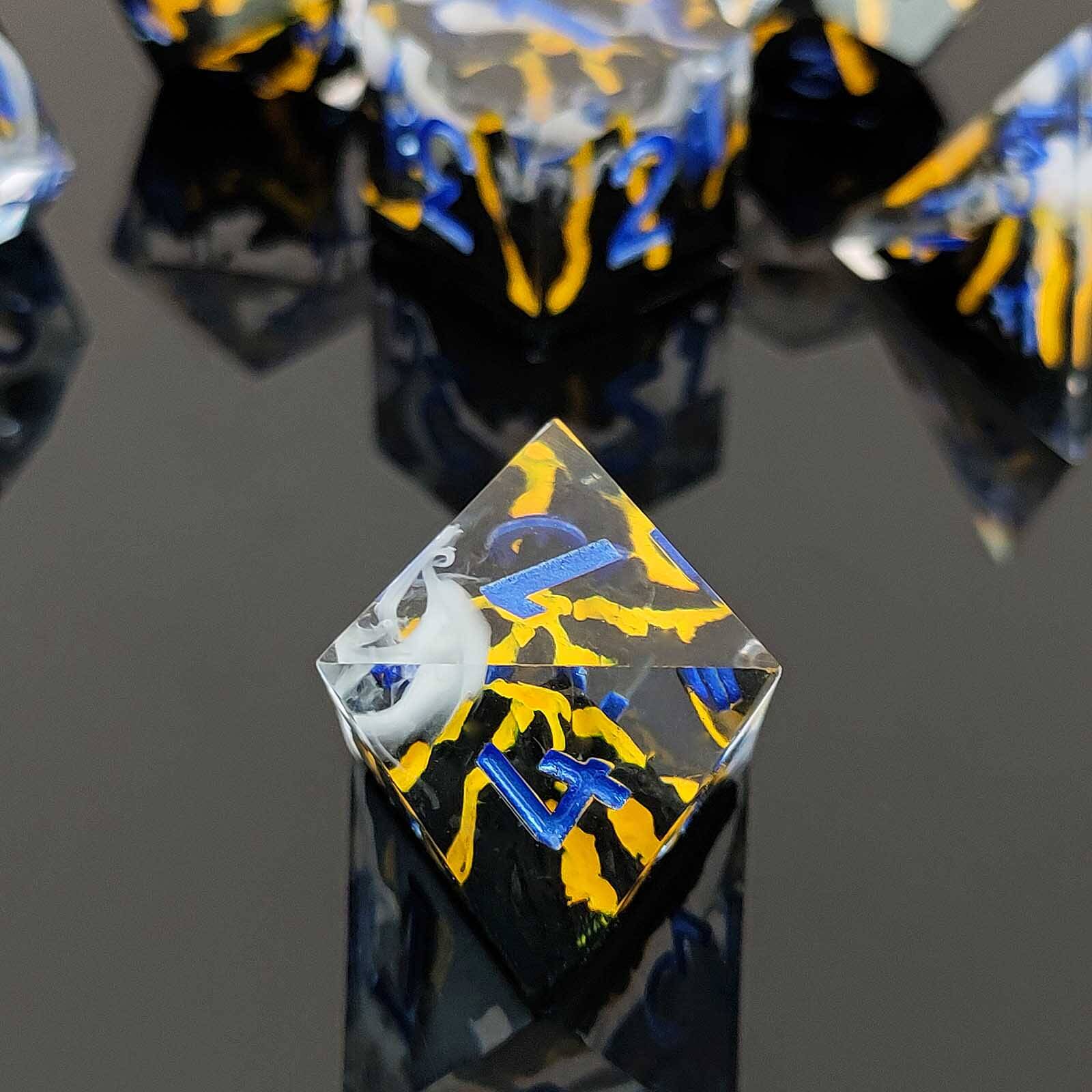 Rpg Unique 7 Polyhedral Dice Set DnD - Yellow Volcano - Dice of Dragons