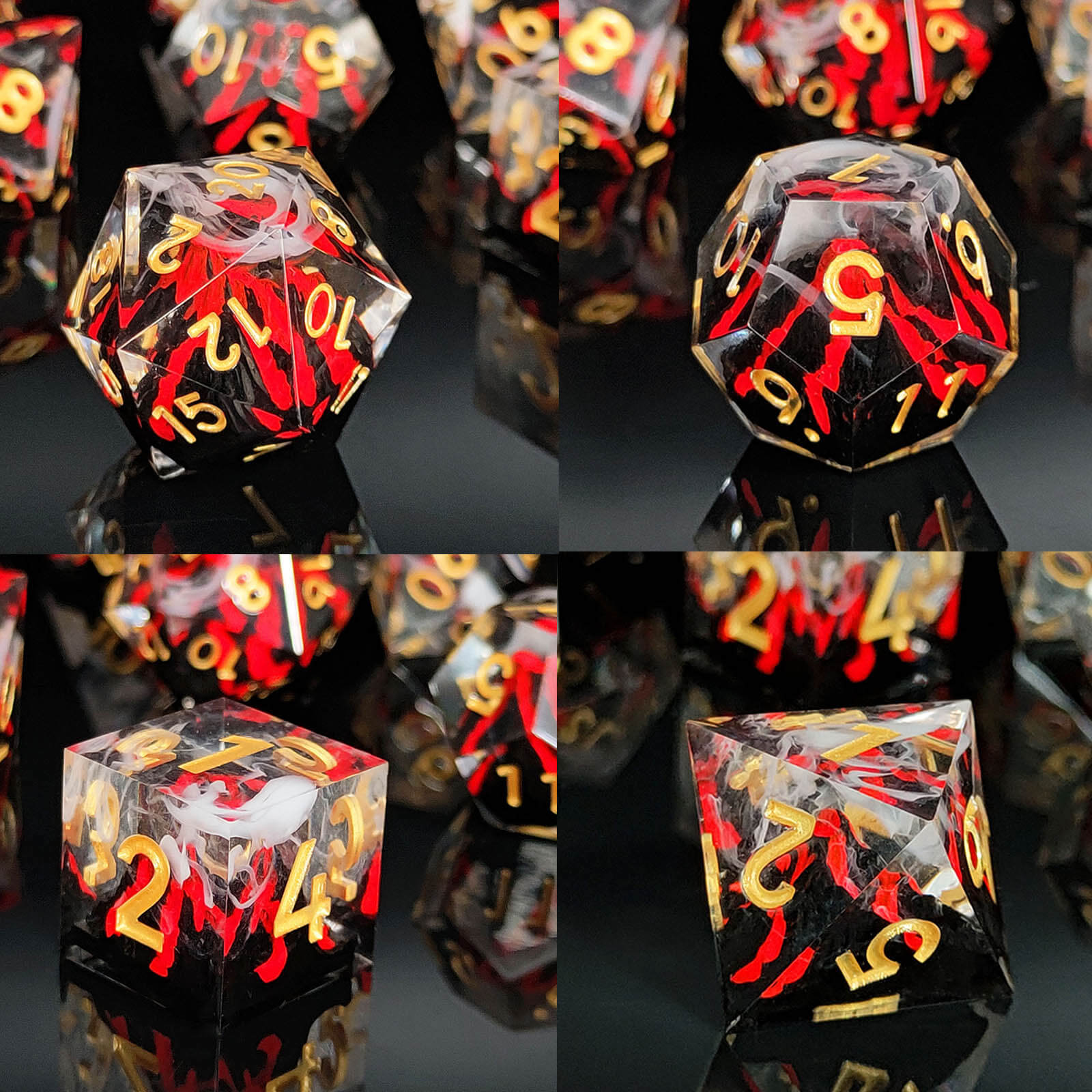 Rpg Unique 7 Polyhedral Dice Set DnD - Orange Volcano - Dice of Dragons