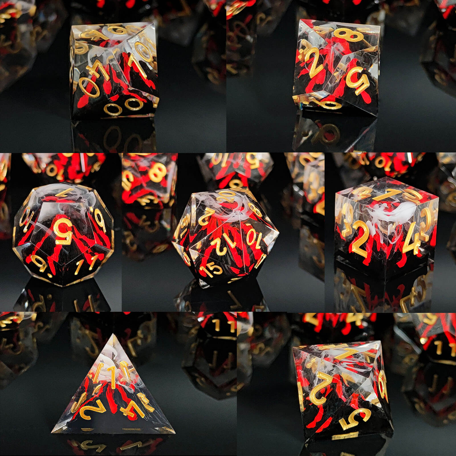 Rpg Unique 7 Polyhedral Dice Set DnD - Orange Volcano - Dice of Dragons