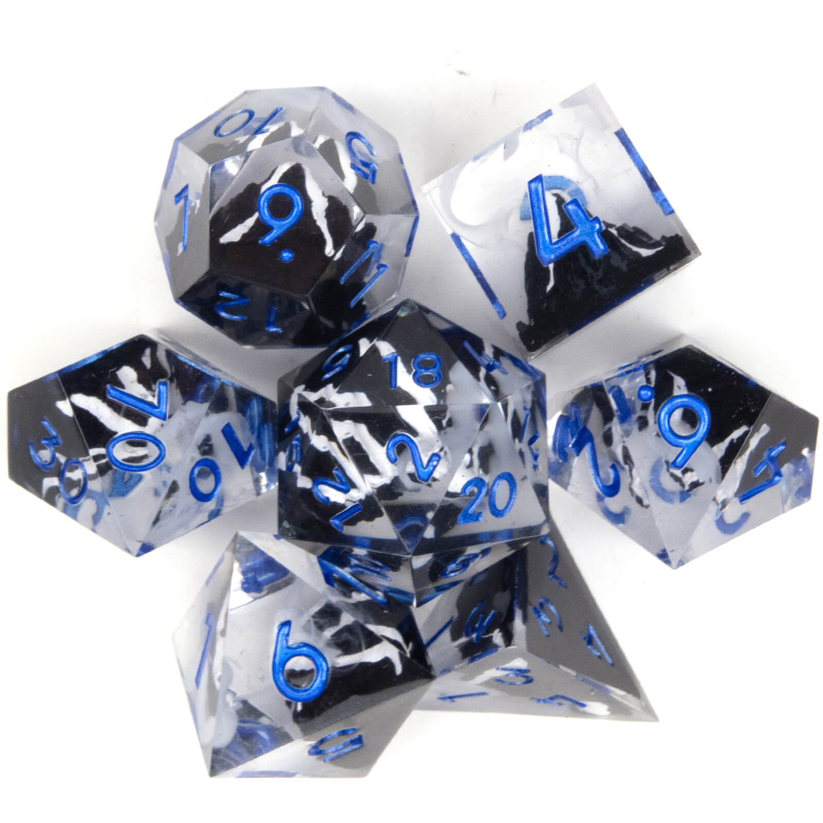 Rpg Unique 7 Polyhedral Dice Set DnD - White Snow Mountain - Dice of Dragons