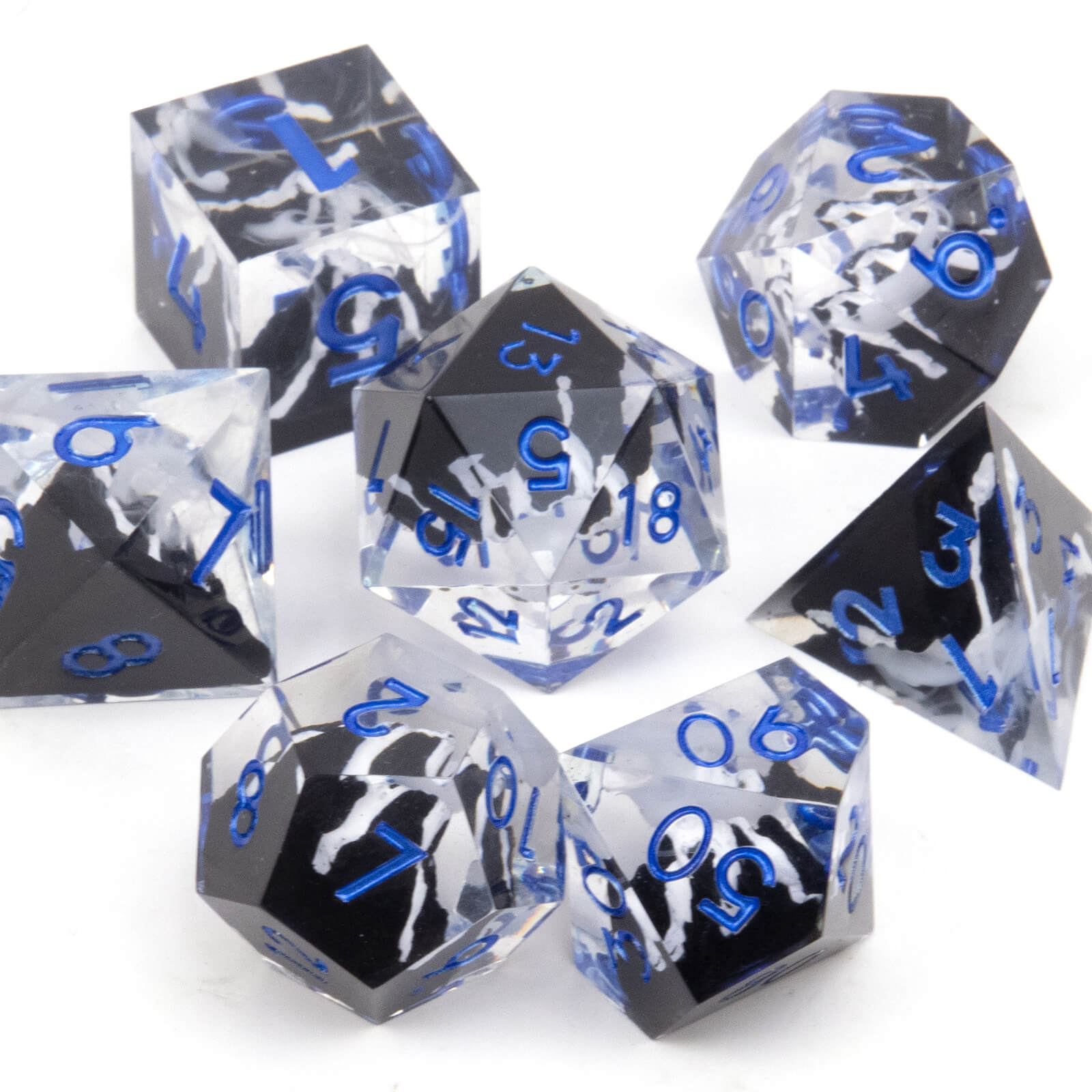 Rpg Unique 7 Polyhedral Dice Set DnD - White Snow Mountain - Dice of Dragons