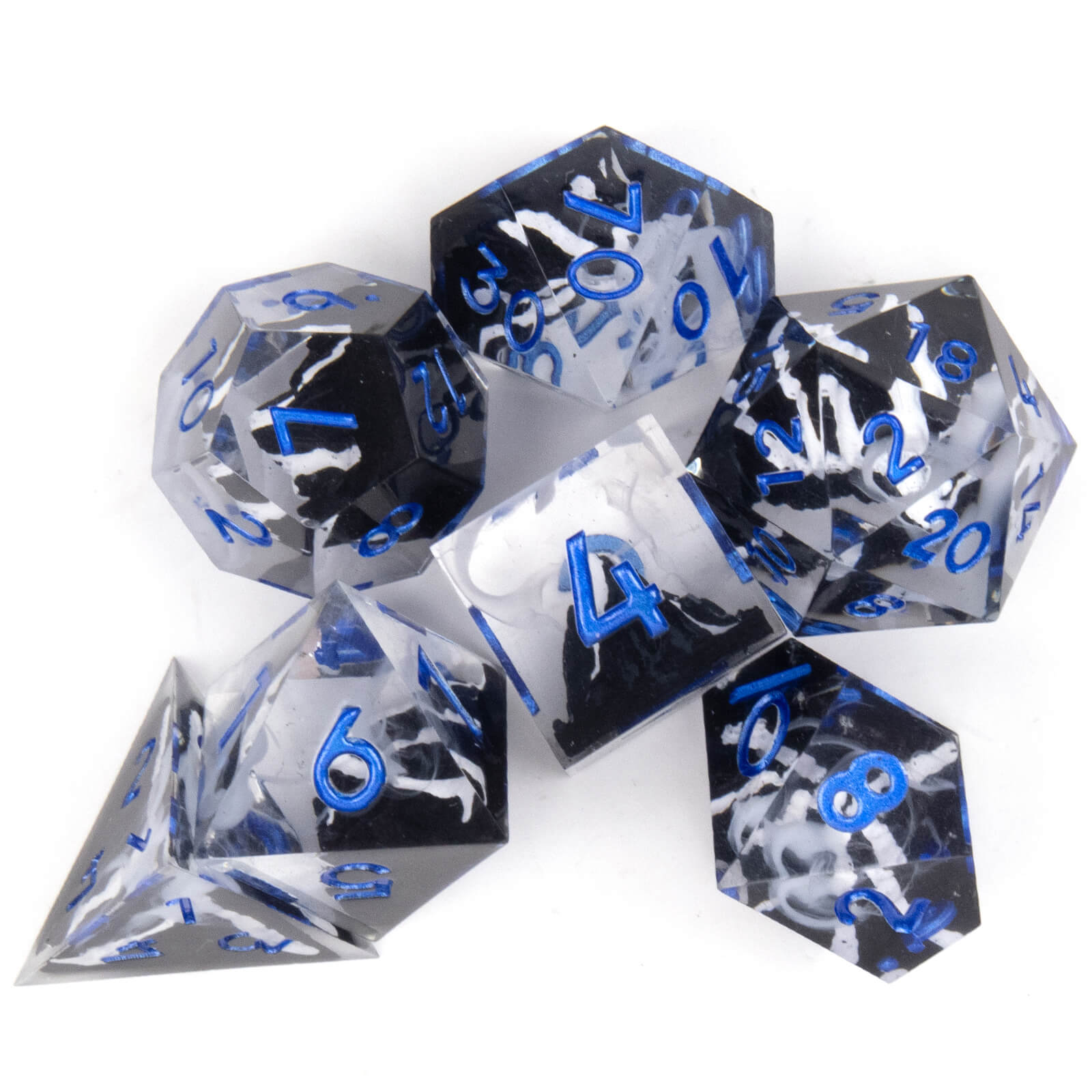 Rpg Unique 7 Polyhedral Dice Set DnD - White Snow Mountain - Dice of Dragons