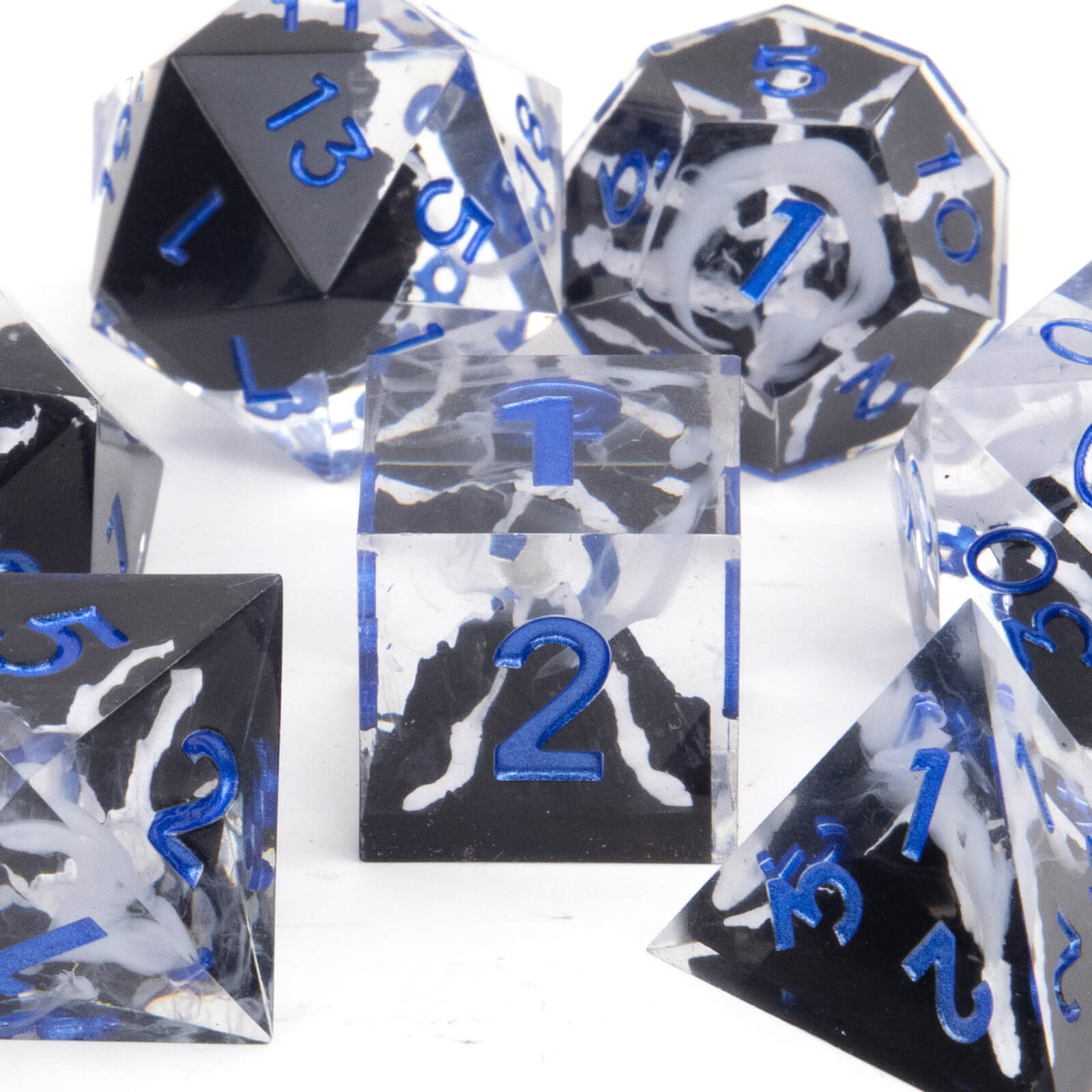 Rpg Unique 7 Polyhedral Dice Set DnD - White Snow Mountain - Dice of Dragons