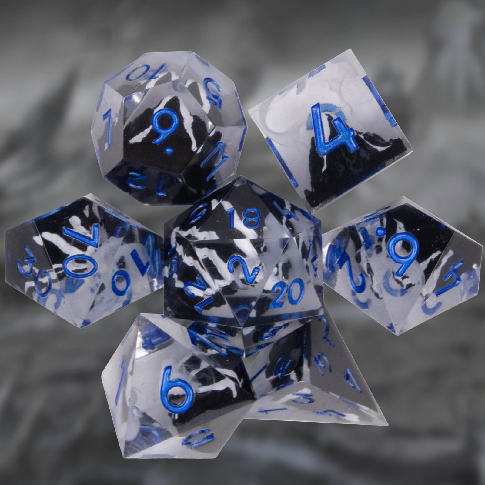 Rpg Unique 7 Polyhedral Dice Set DnD - White Snow Mountain - Dice of Dragons