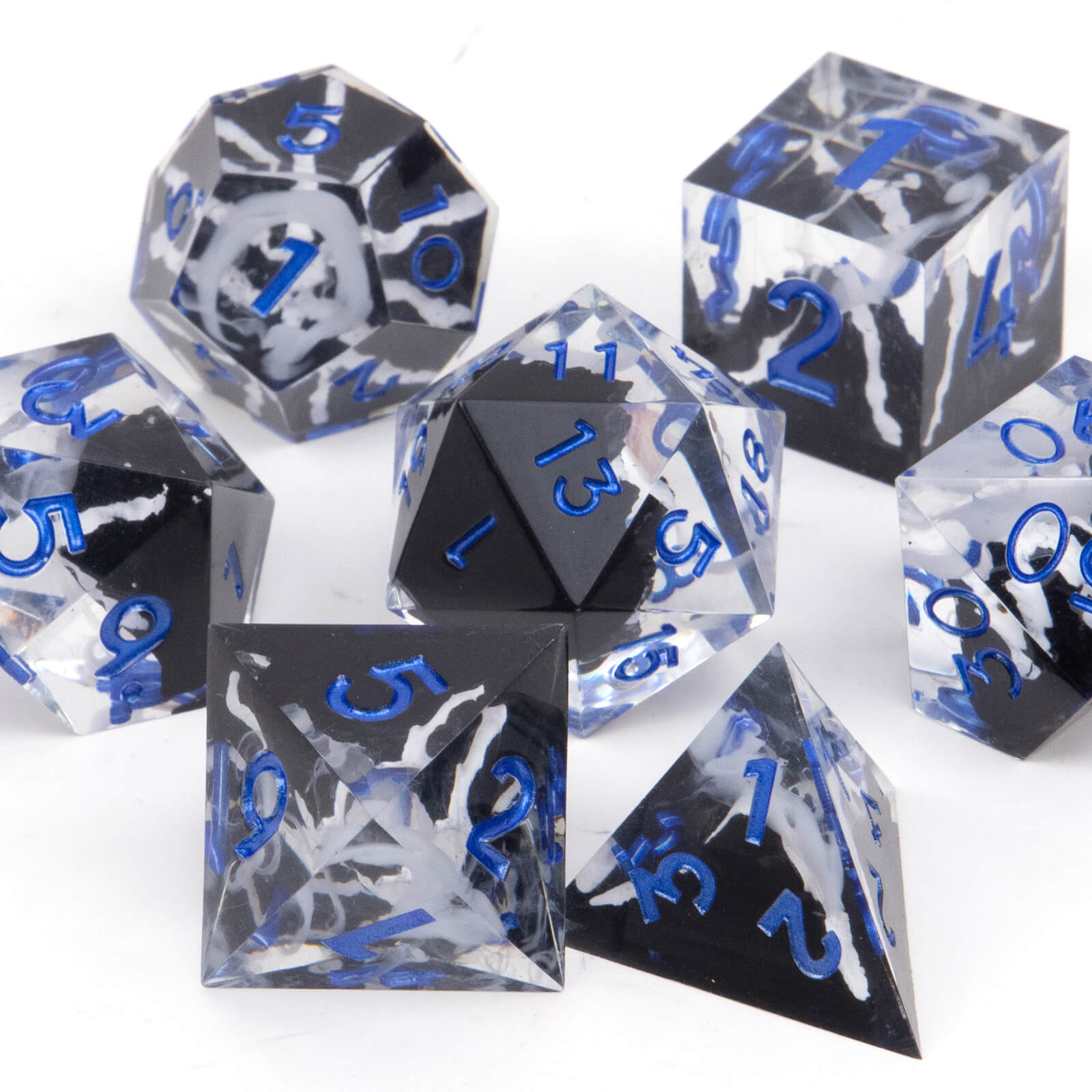 Rpg Unique 7 Polyhedral Dice Set DnD - White Snow Mountain - Dice of Dragons