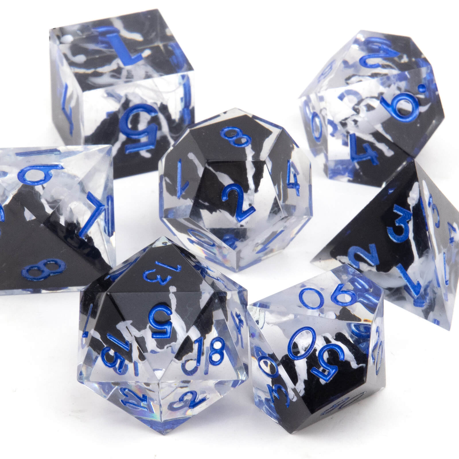 Rpg Unique 7 Polyhedral Dice Set DnD - White Snow Mountain - Dice of Dragons