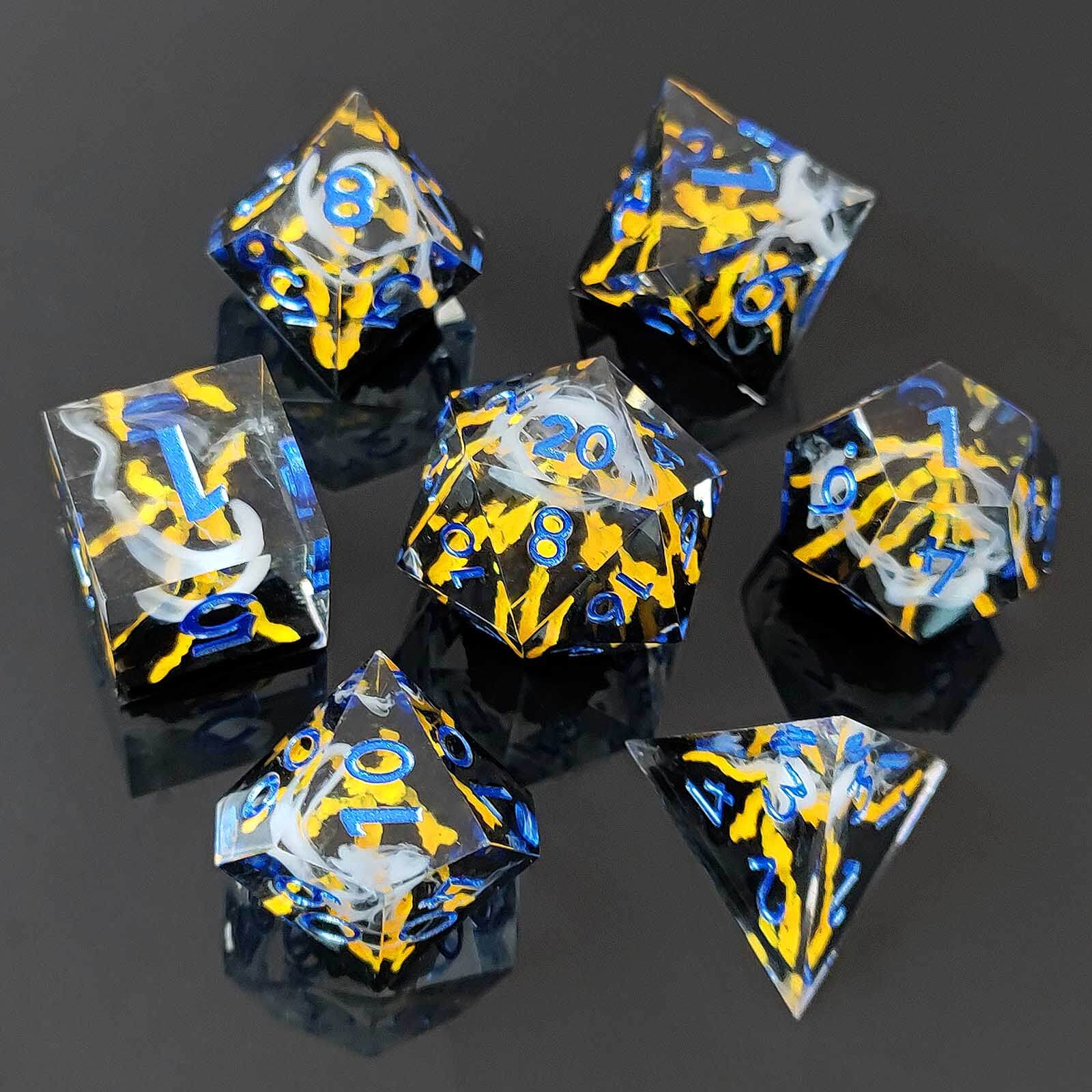 Rpg Unique 7 Polyhedral Dice Set DnD - Yellow Volcano - Dice of Dragons