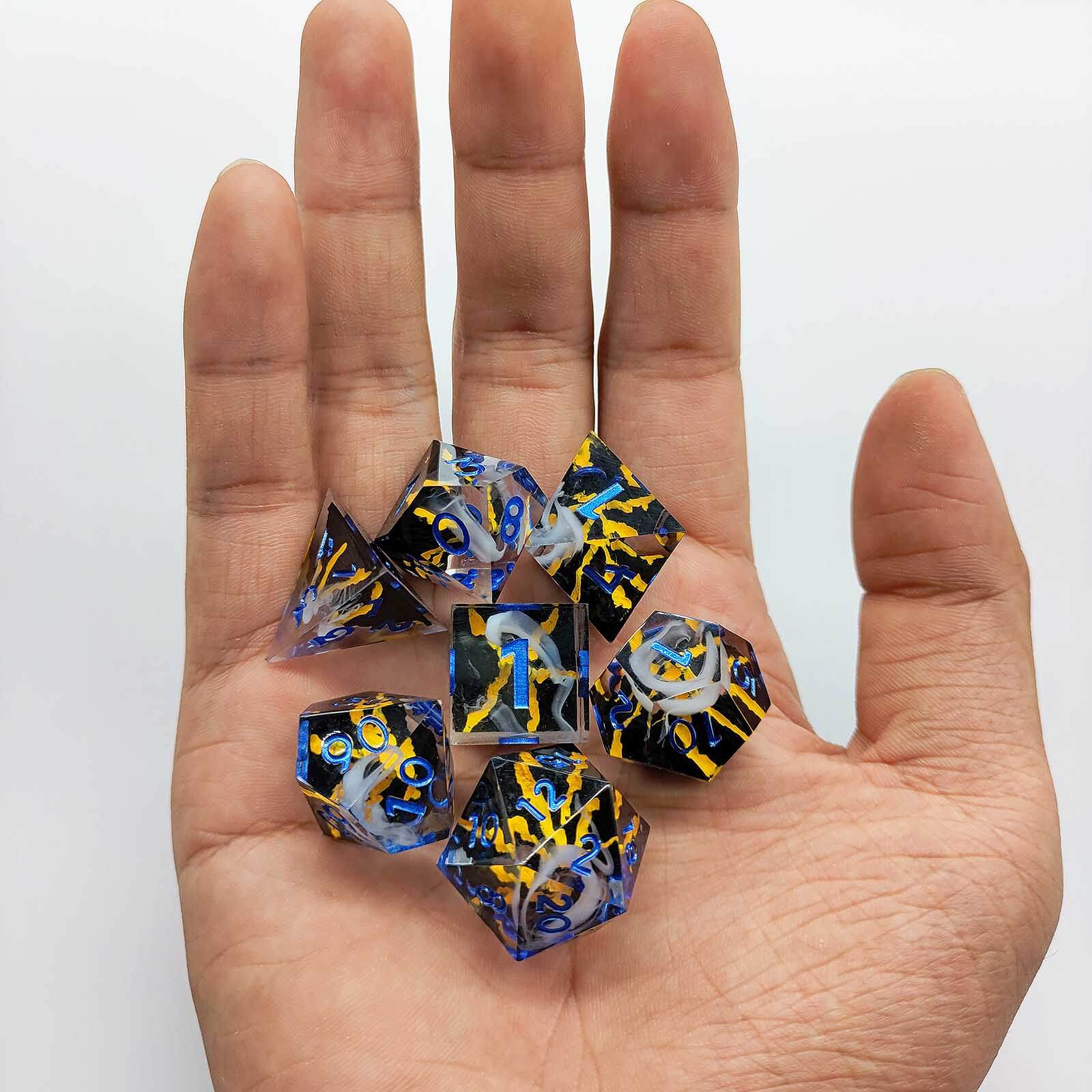 Rpg Unique 7 Polyhedral Dice Set DnD - Yellow Volcano - Dice of Dragons