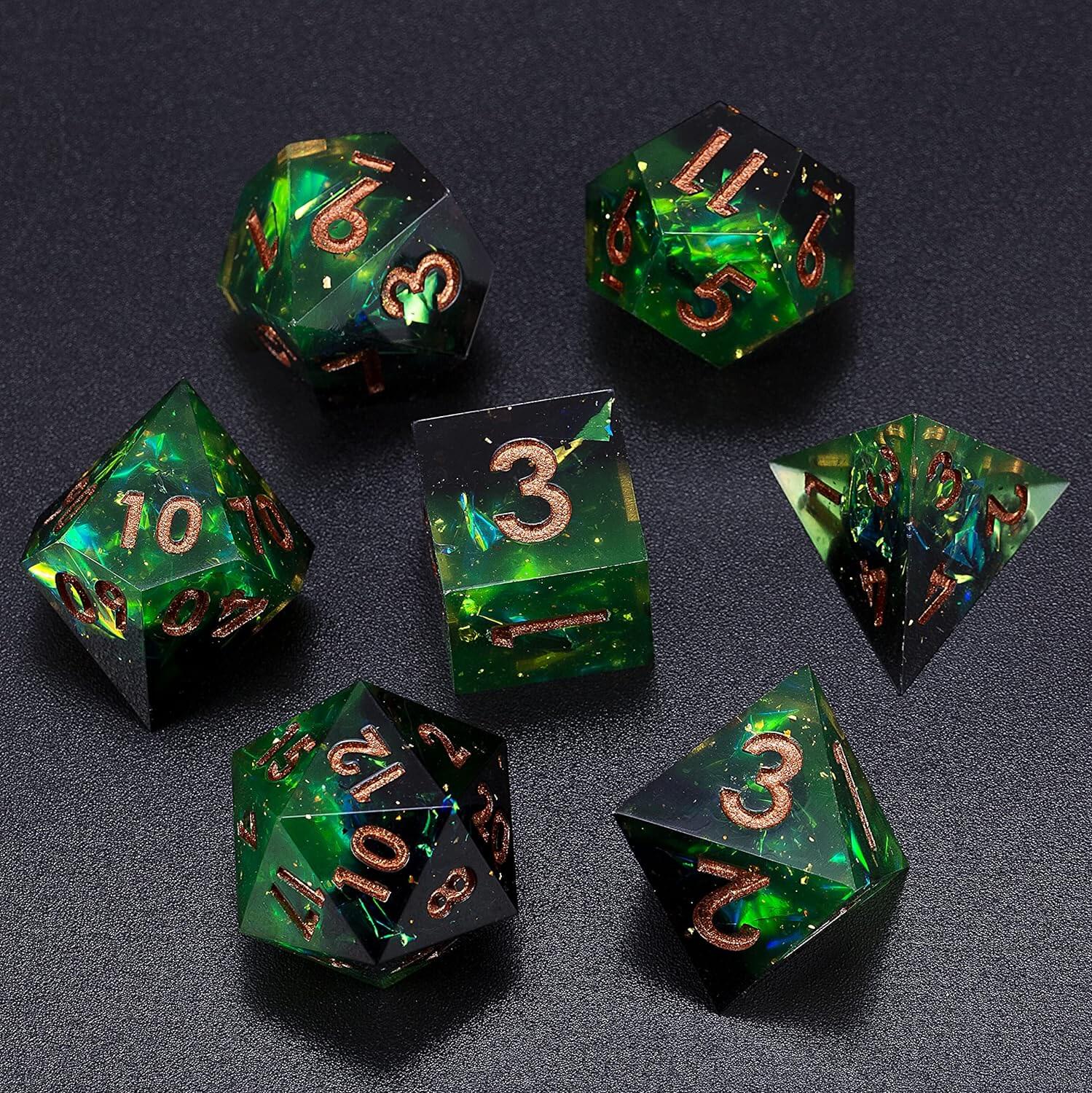 Rpg Unusual Polyhedral Sharp Edge Resin Dice Sets D&D - Word of Death - Dice of Dragons