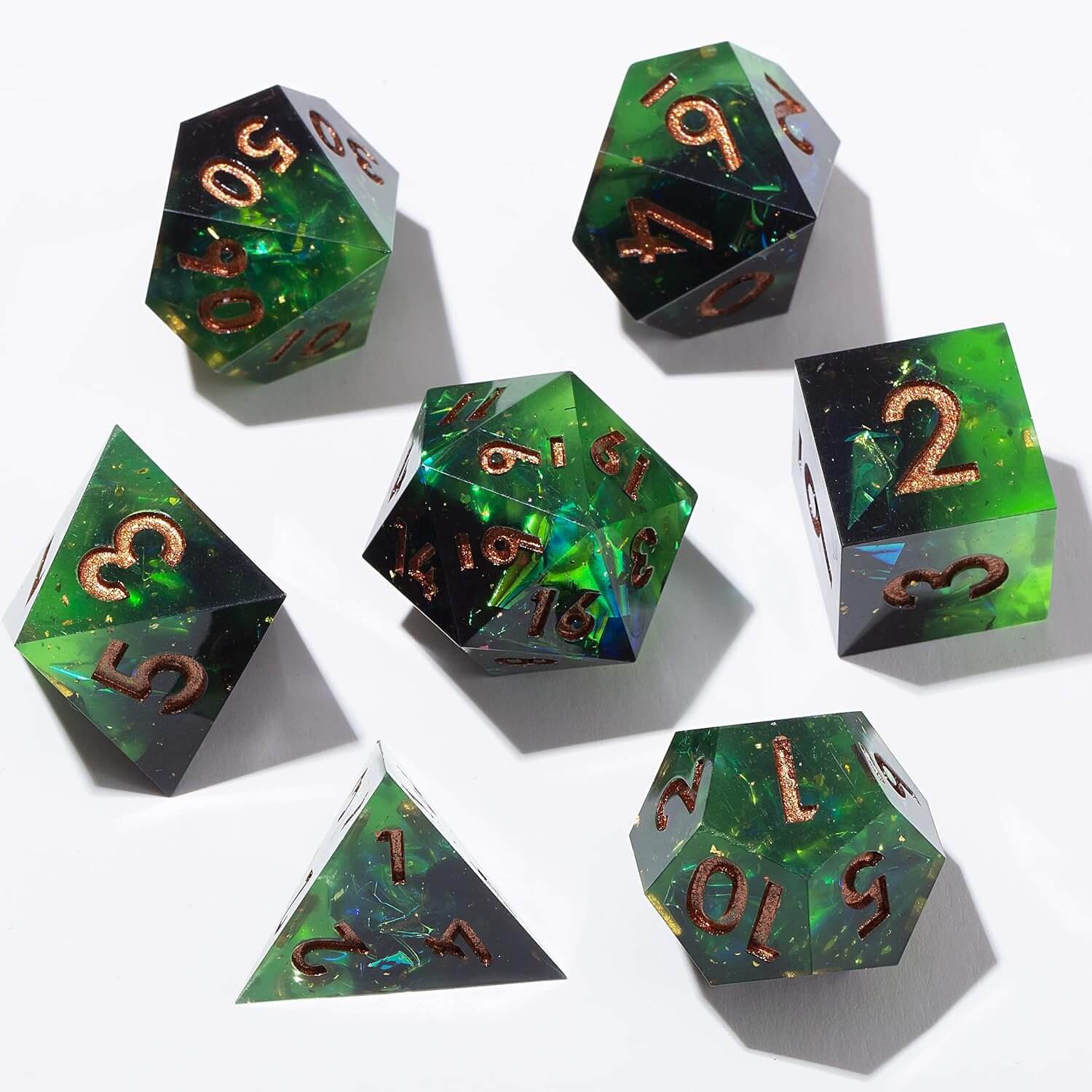 Rpg Unusual Polyhedral Sharp Edge Resin Dice Sets D&D - Word of Death - Dice of Dragons