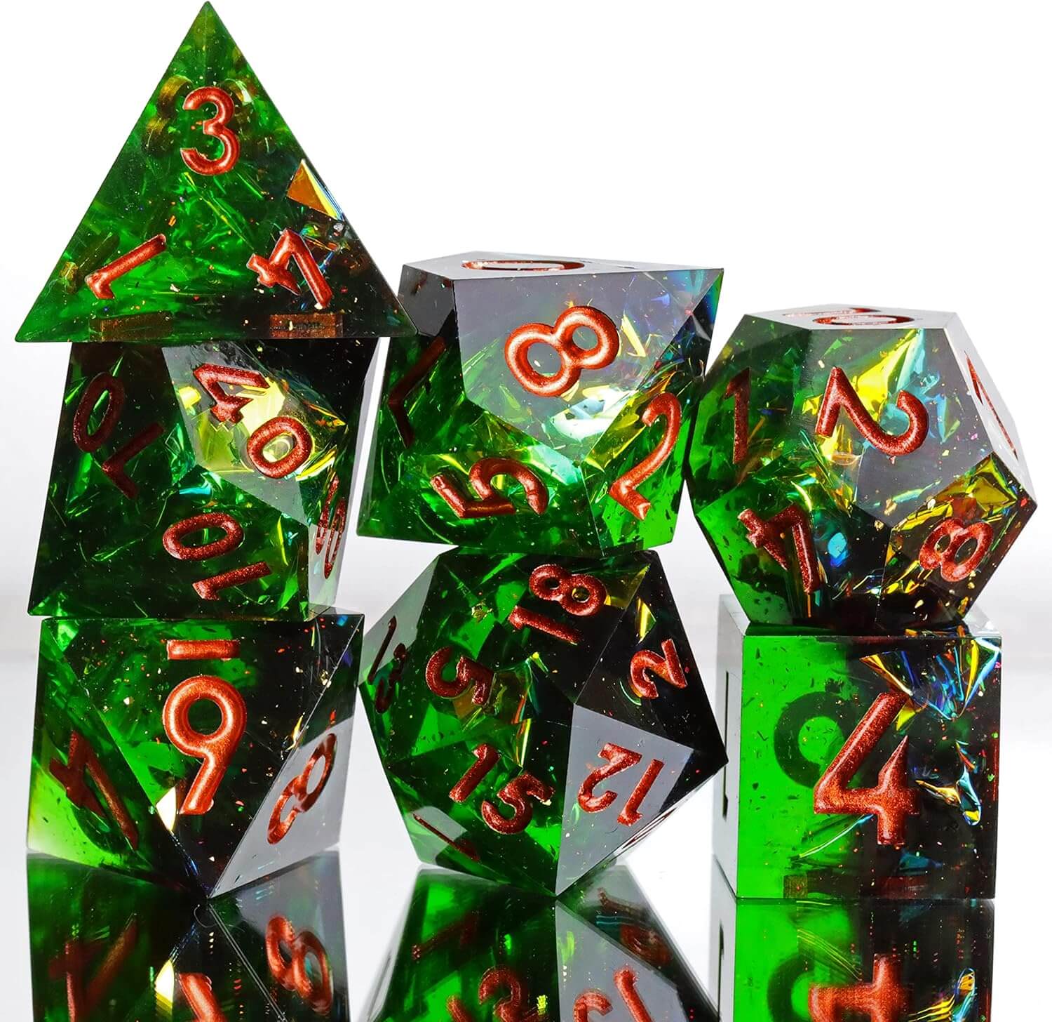 Rpg Unusual Polyhedral Sharp Edge Resin Dice Sets D&D - Word of Death - Dice of Dragons