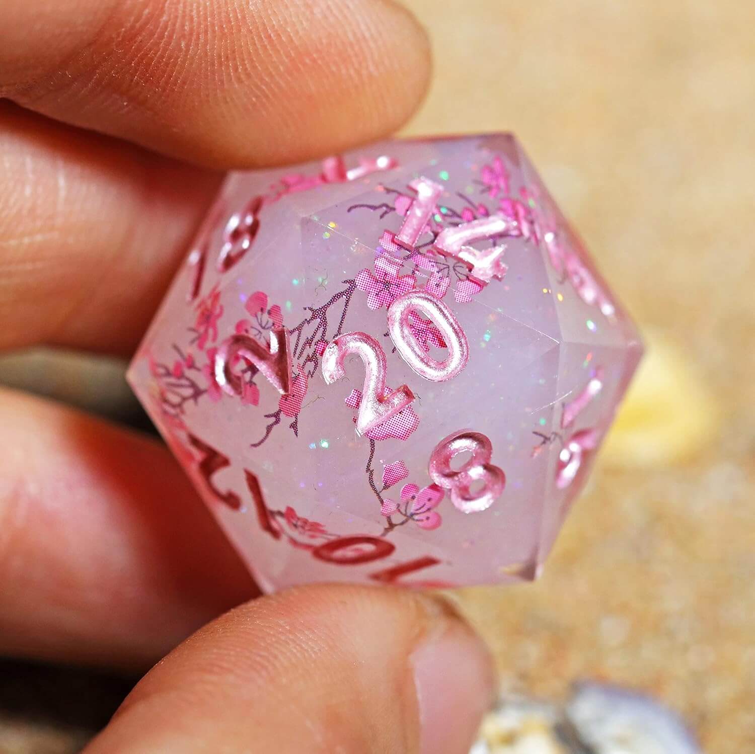 Sakura Bloom Layered Awesome Resin D and D Polyhedral Set Dice - Dice of Dragons