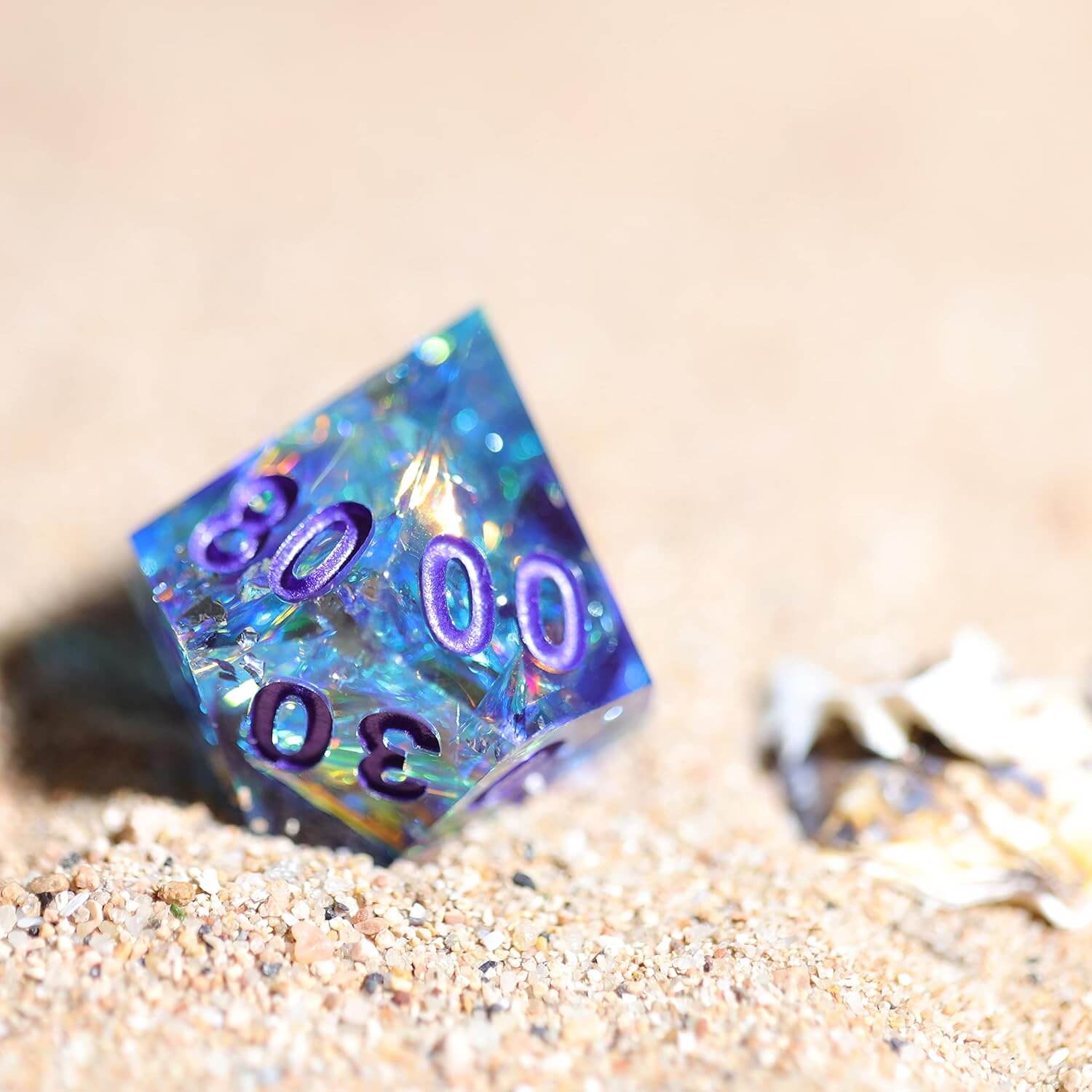 Sapphire Polyhedral Resin 7-Piece Dice Set for D&D - Dice of Dragons