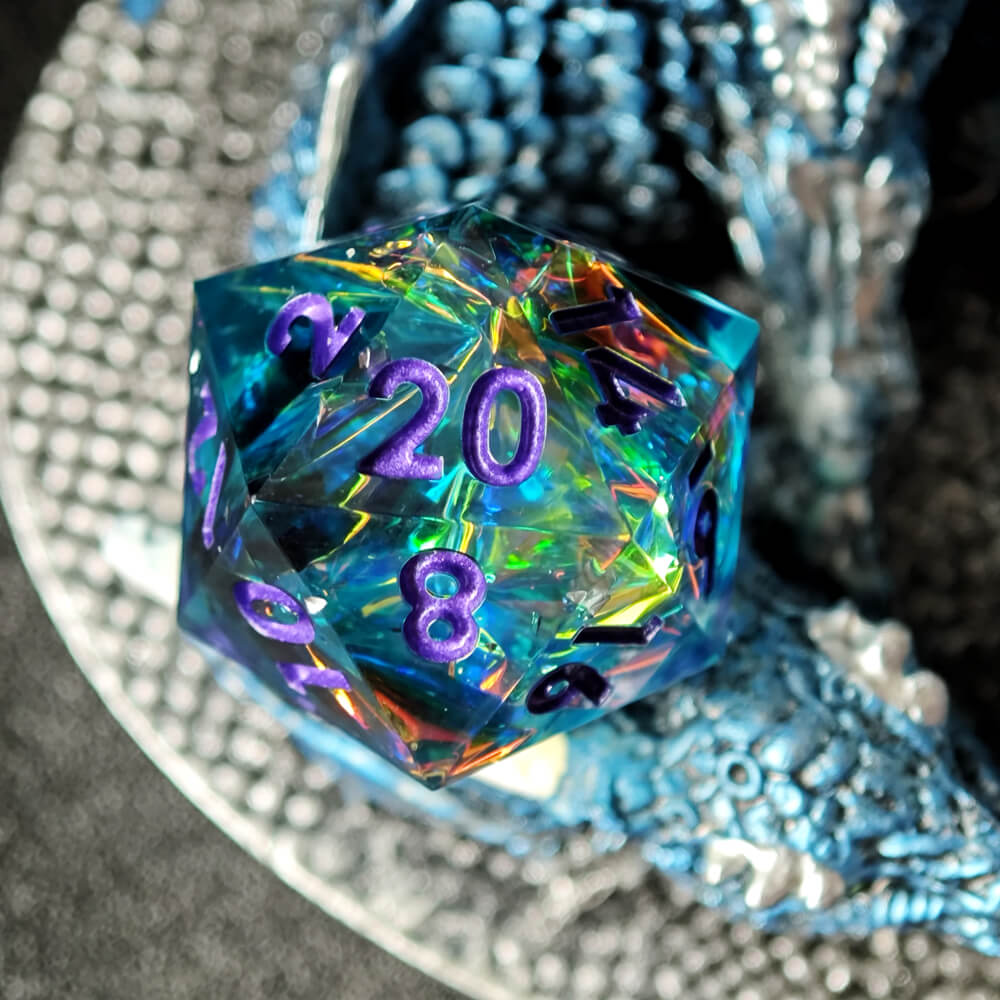 Sapphire Polyhedral Resin 7-Piece Dice Set for D&D - Dice of Dragons