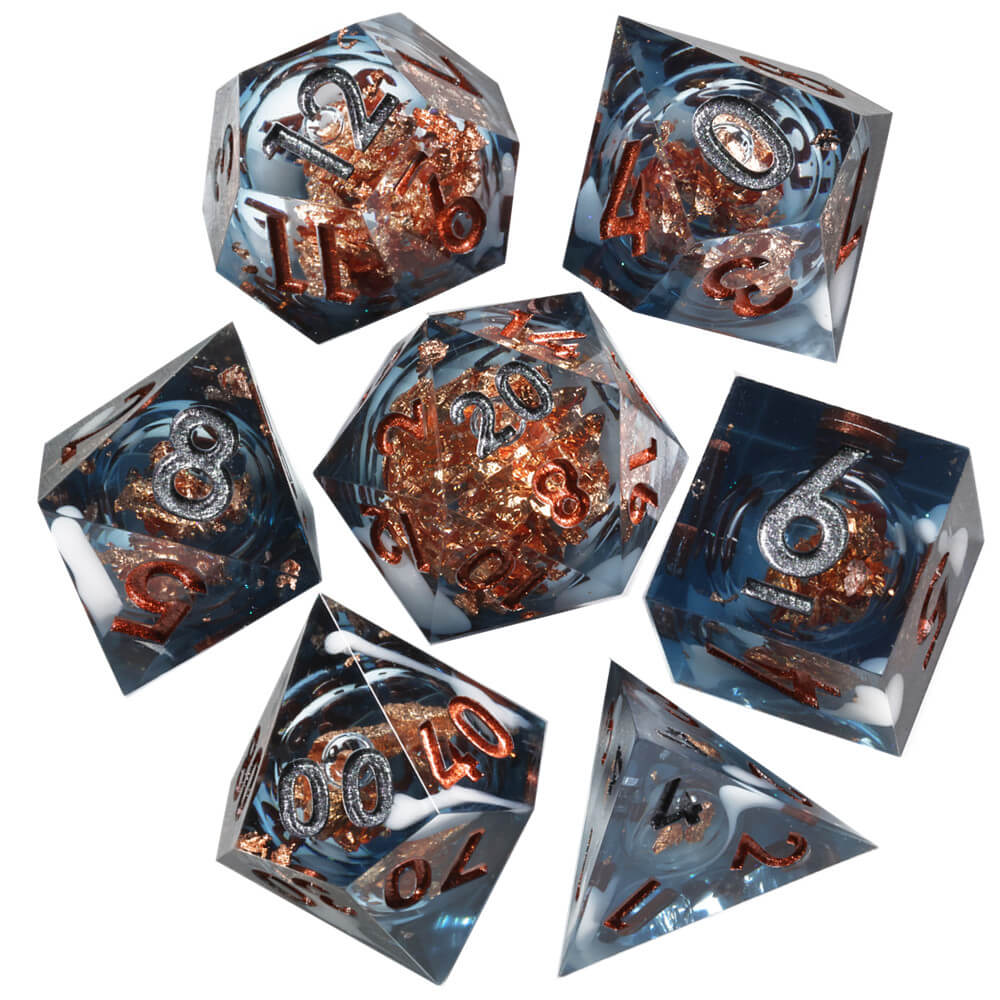 Sea Treasures Resin Polyhedral D and D Liquid Core Dice Set - Dice of Dragons