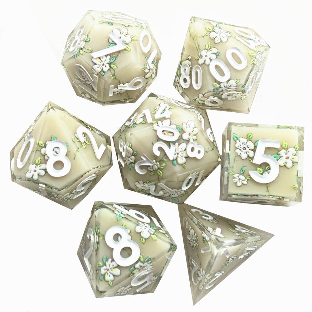 Secret Love 7-Piece Sharp Edge Polyhedral Resin D&D Dice Set - Dice of Dragons