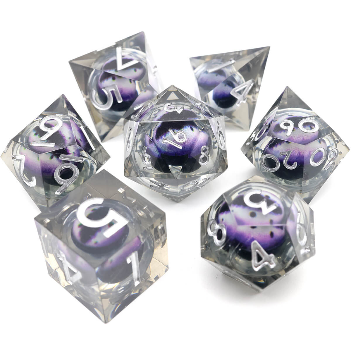 Sharp Edge 7-Piece Dragon Eye DND Dice Set - Dice of Dragons