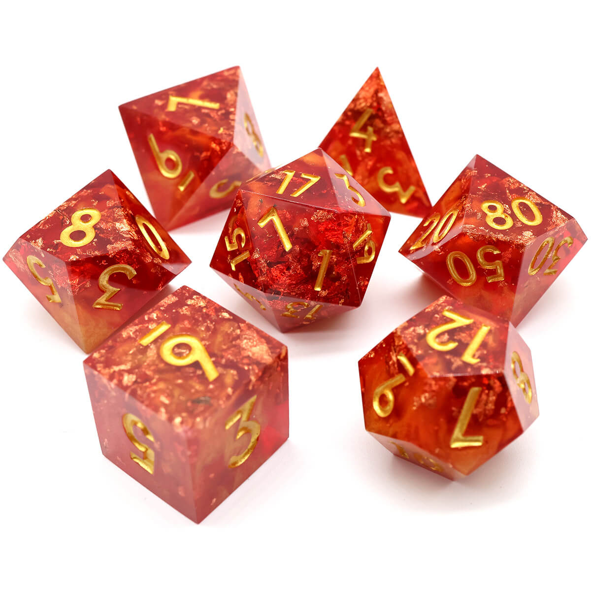 Sharp Edge 7-Piece Dragon Heart DND Dice Set - Dice of Dragons