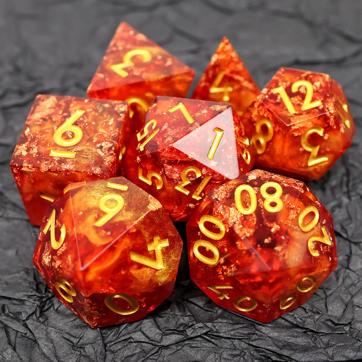 Sharp Edge 7-Piece Dragon Heart DND Dice Set - Dice of Dragons