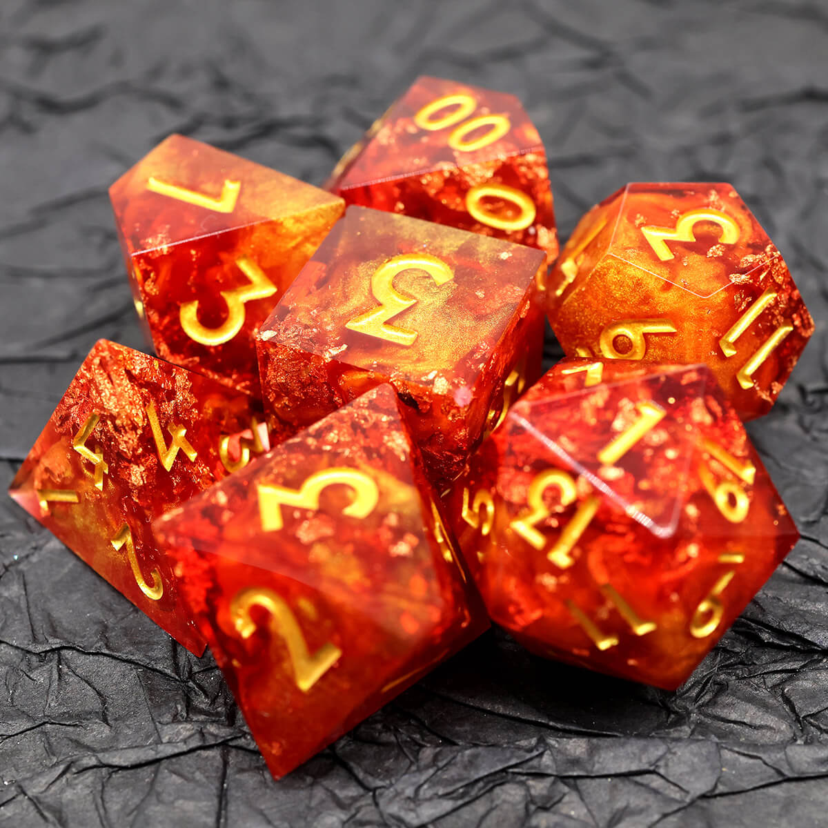 Sharp Edge 7-Piece Dragon Heart DND Dice Set - Dice of Dragons