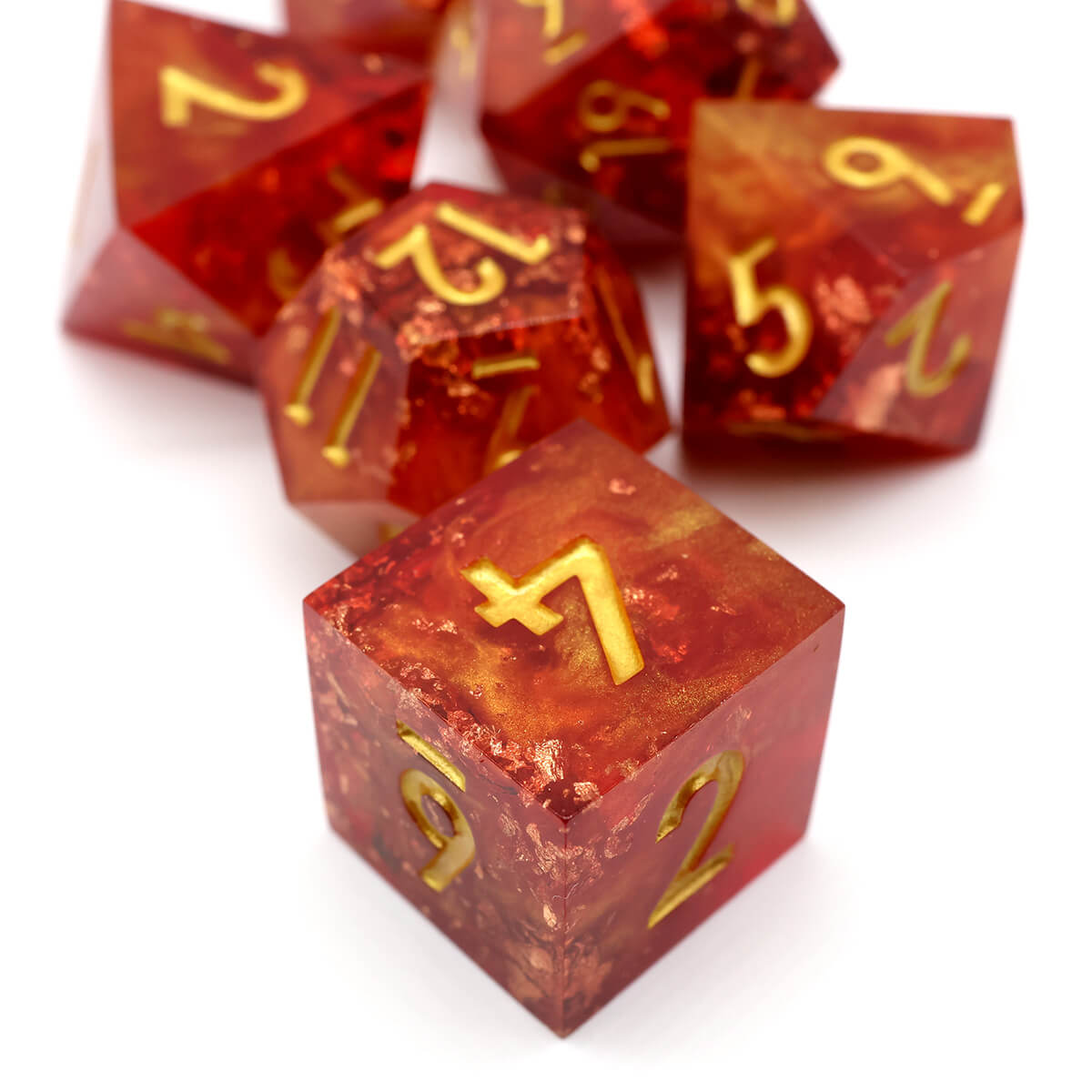 Sharp Edge 7-Piece Dragon Heart DND Dice Set - Dice of Dragons