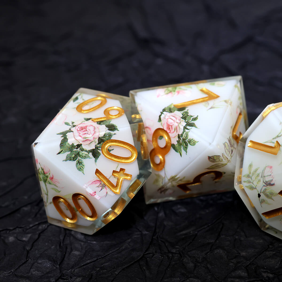 Sharp Edge 7-Piece Layered Flower DND Dice Set - Dice of Dragons