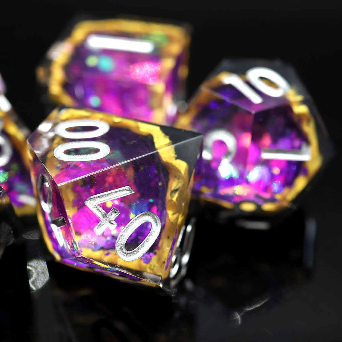 Sharp Edge 7-Piece Purple Geode DND Dice Set - Dice of Dragons