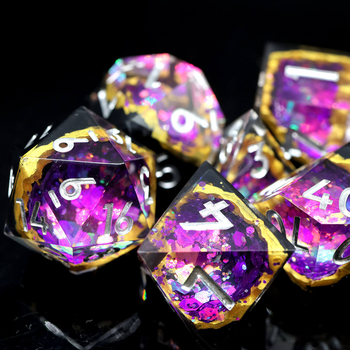 Sharp Edge 7-Piece Purple Geode DND Dice Set - Dice of Dragons